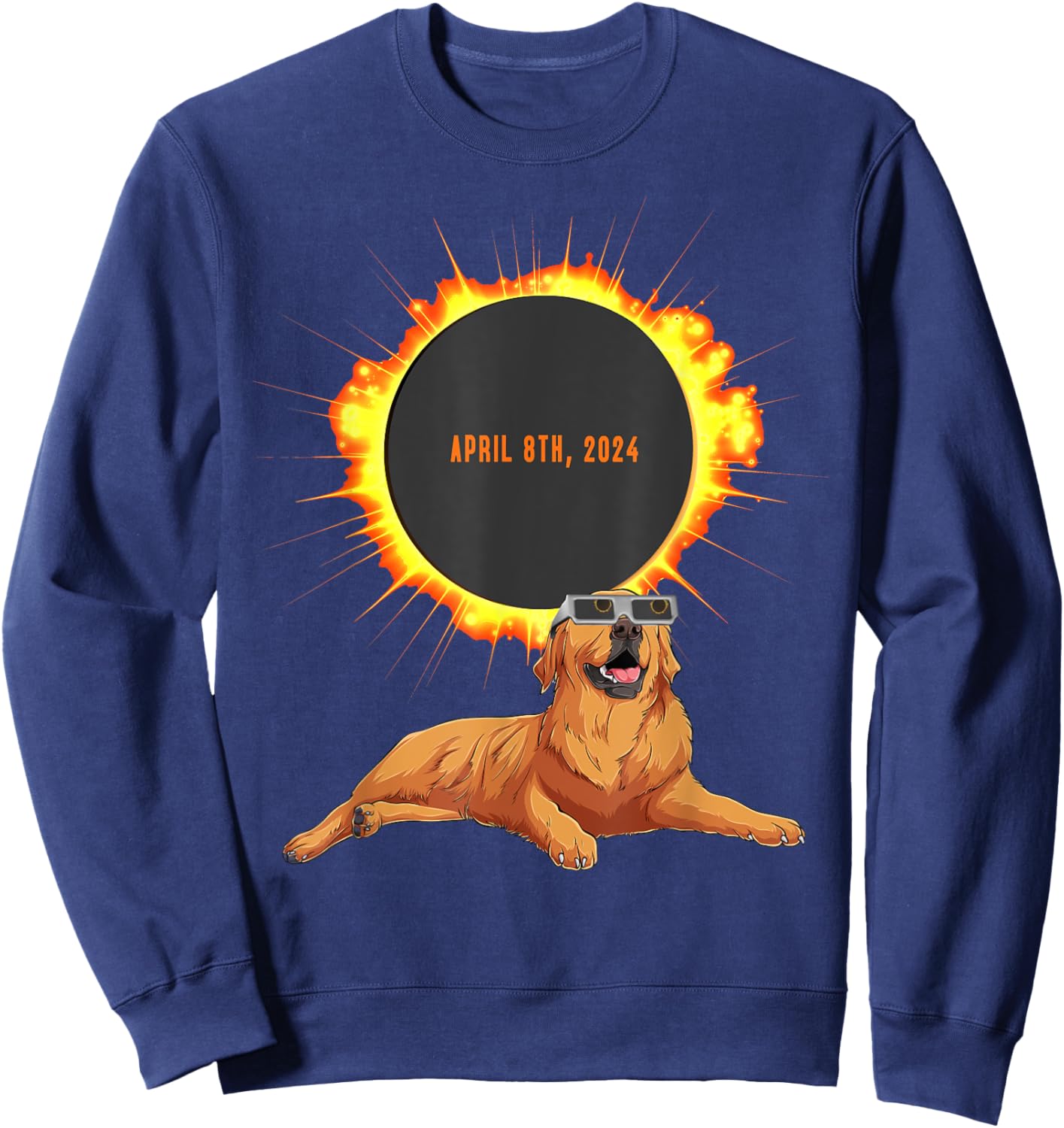 Total Solar Eclipse 2024 Dog Idea & Solar Eclipse Sweatshirt - Sweatshirt | Navy
