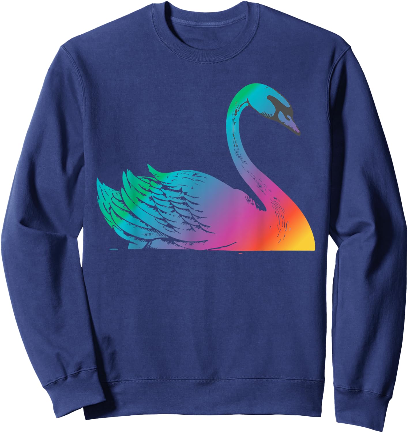 Swan Art Cute Artistic Colorful Swans Animal Bird Lake Sweatshirt - Sweatshirt | Navy