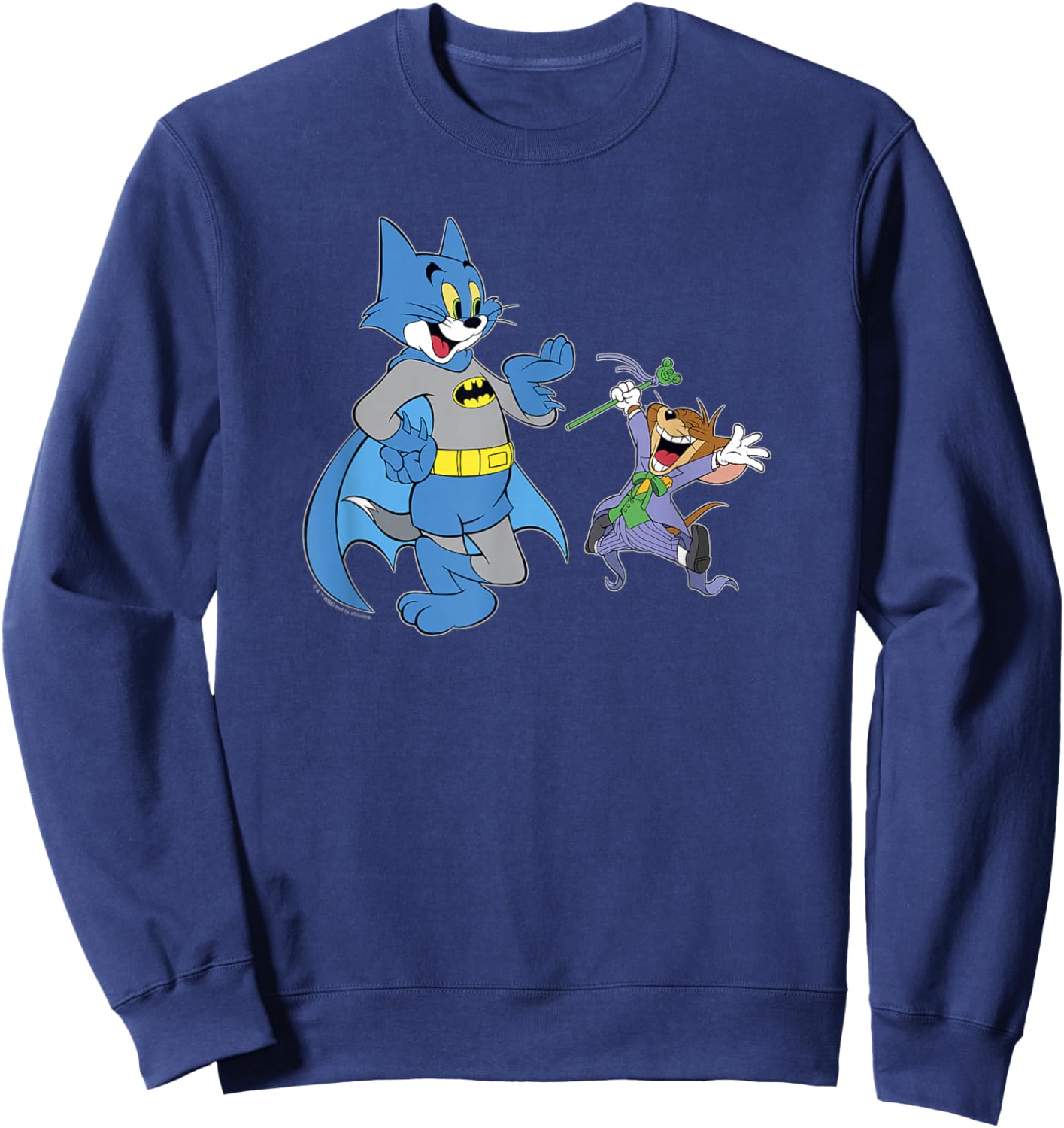 WB100 Tom and Jerry Disguised As Batman & Joker Portrait Sweatshirt - Sweatshirt | Navy