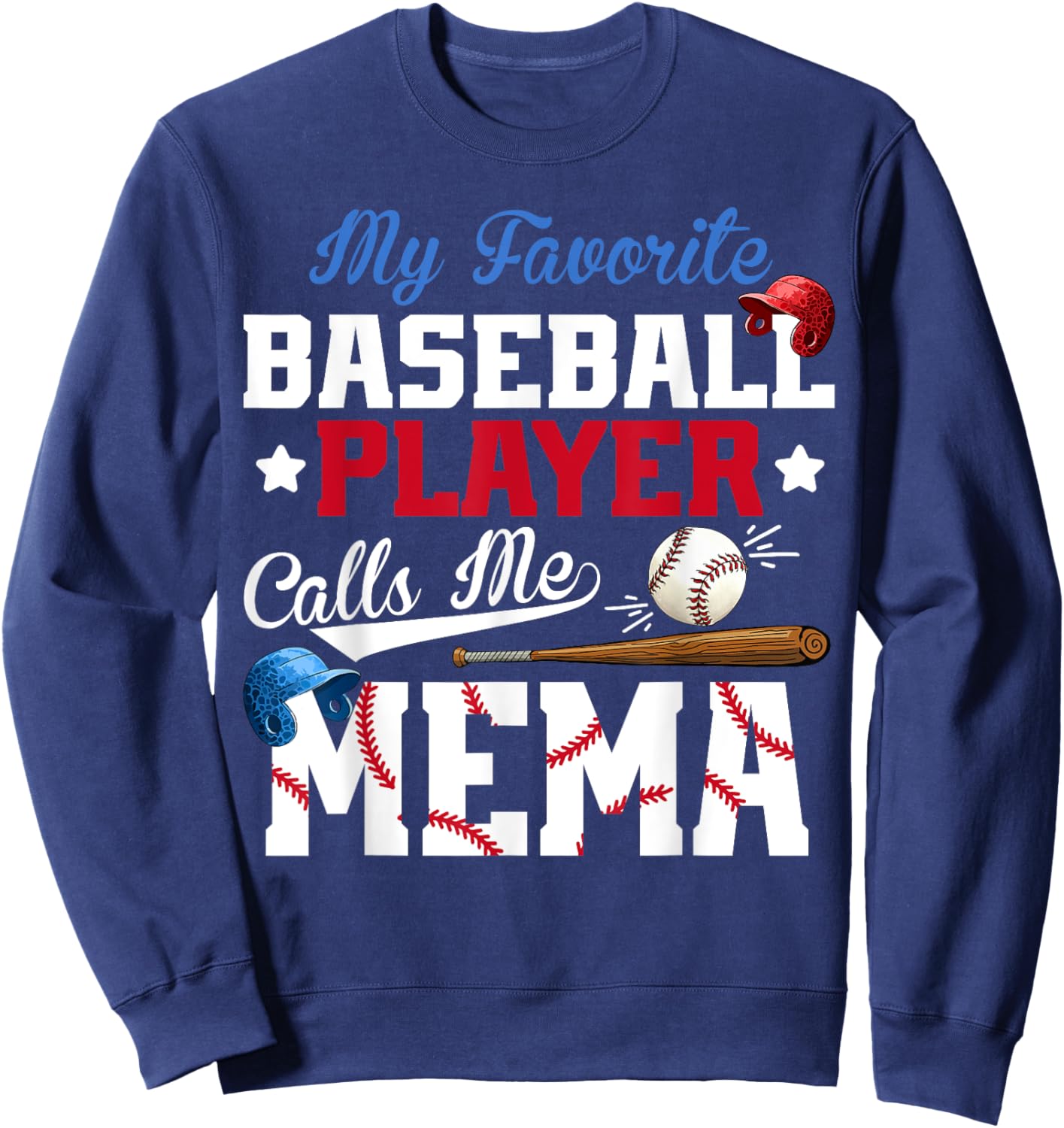 Vintage My Favorite Baseball Player Calls Me Mema Sweatshirt - Sweatshirt | Navy