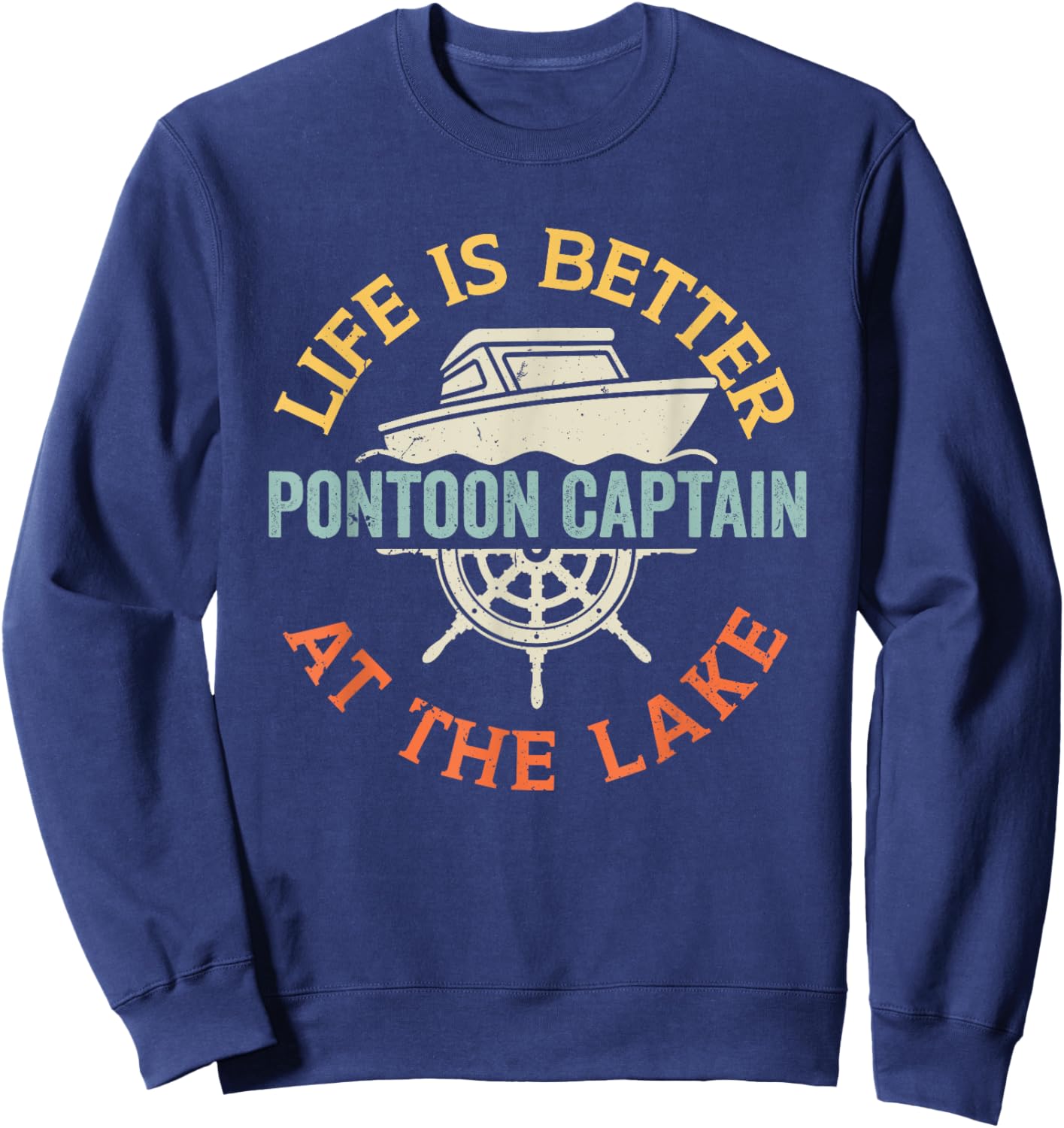 Boating Lake Pontoon Boat Captain Sweatshirt - Sweatshirt | Navy