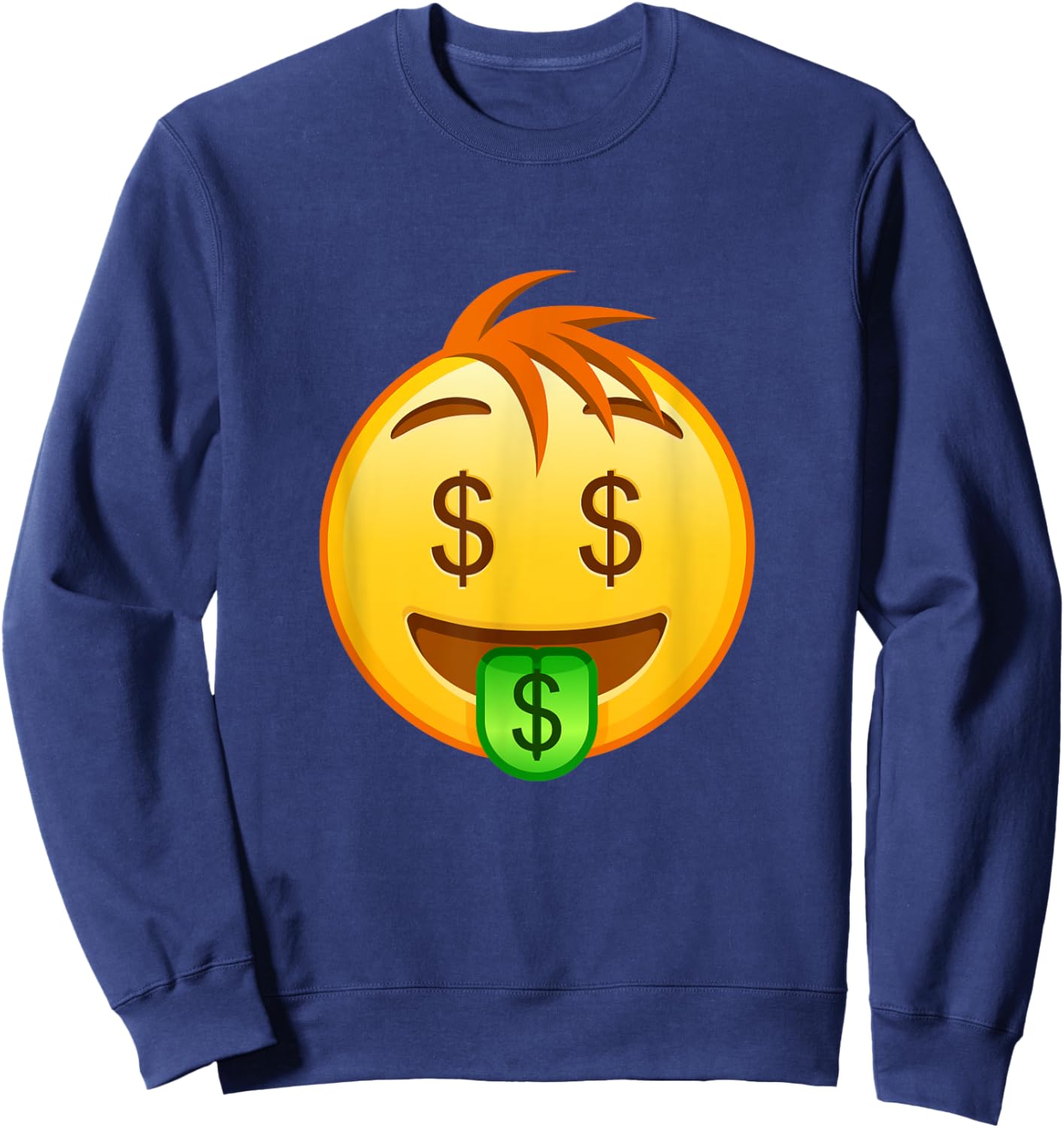 Money Emoticon Mouth Face with Dollar Sign Eyes Rich Sweatshirt - Sweatshirt | Navy