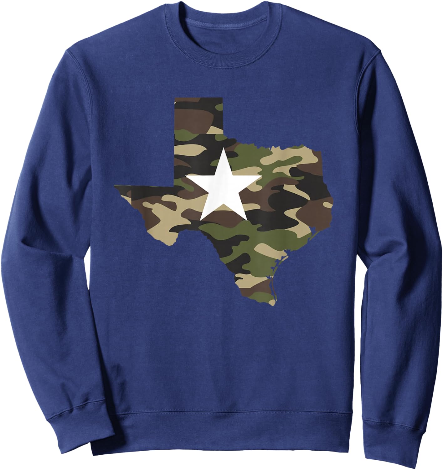 Texas Texan Army Camouflage Star Map US Soldiers Veterans Sweatshirt - Sweatshirt | Navy