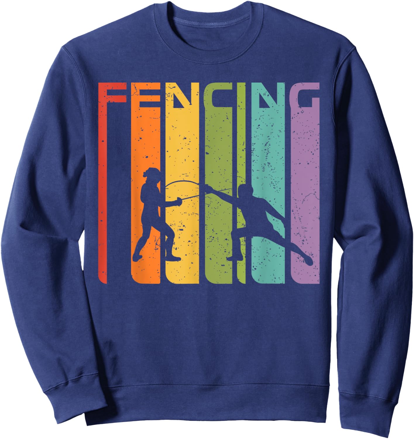 70s 80s Retro Fencing Sport Outfit Fencer Gift Fencing Sweatshirt - Sweatshirt | Navy