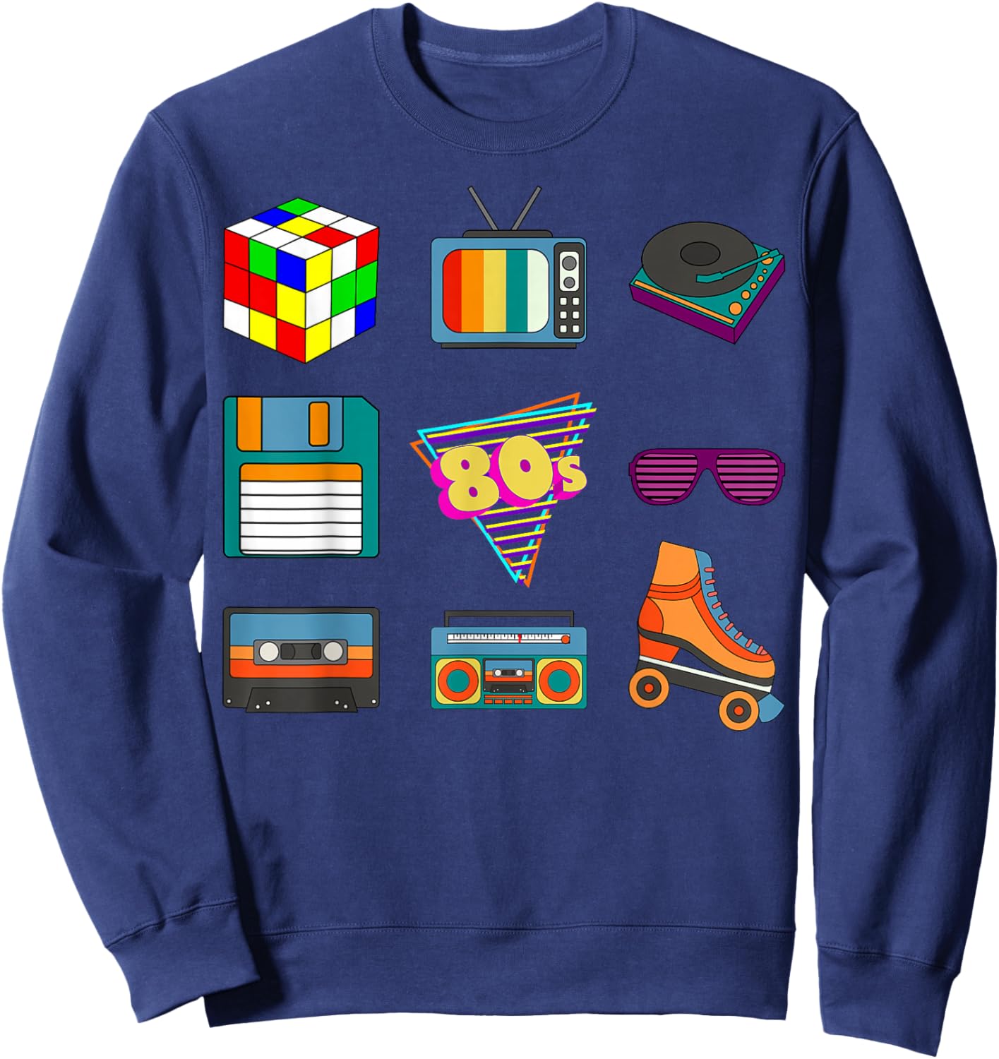 80's Retro Fashion Throwback Culture Disco Music Party Lover Short Sleeve Sweatshirt - Sweatshirt | Navy