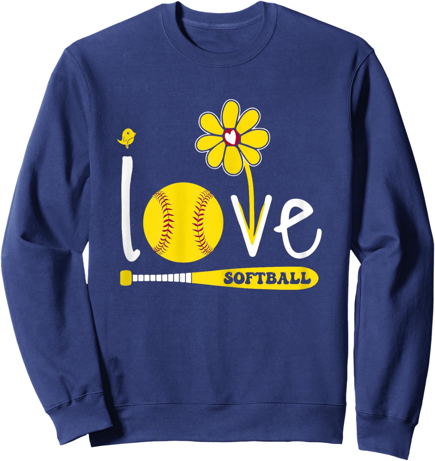 Women Softball-Shirt Girls I Love Softball Teen Girl Sweatshirt - Sweatshirt | Navy