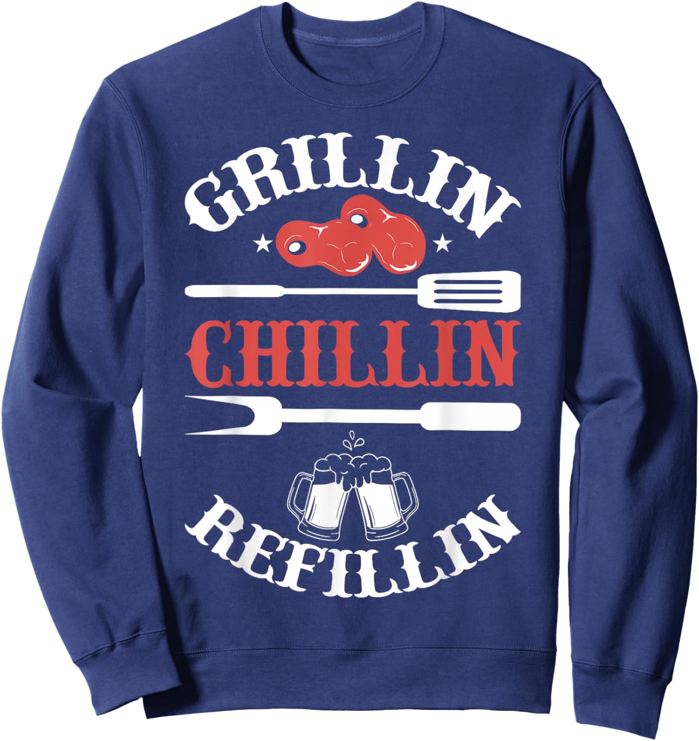 Funny vintage barbecue dad - barbecuing chilling & refilling Sweatshirt - Sweatshirt | Navy