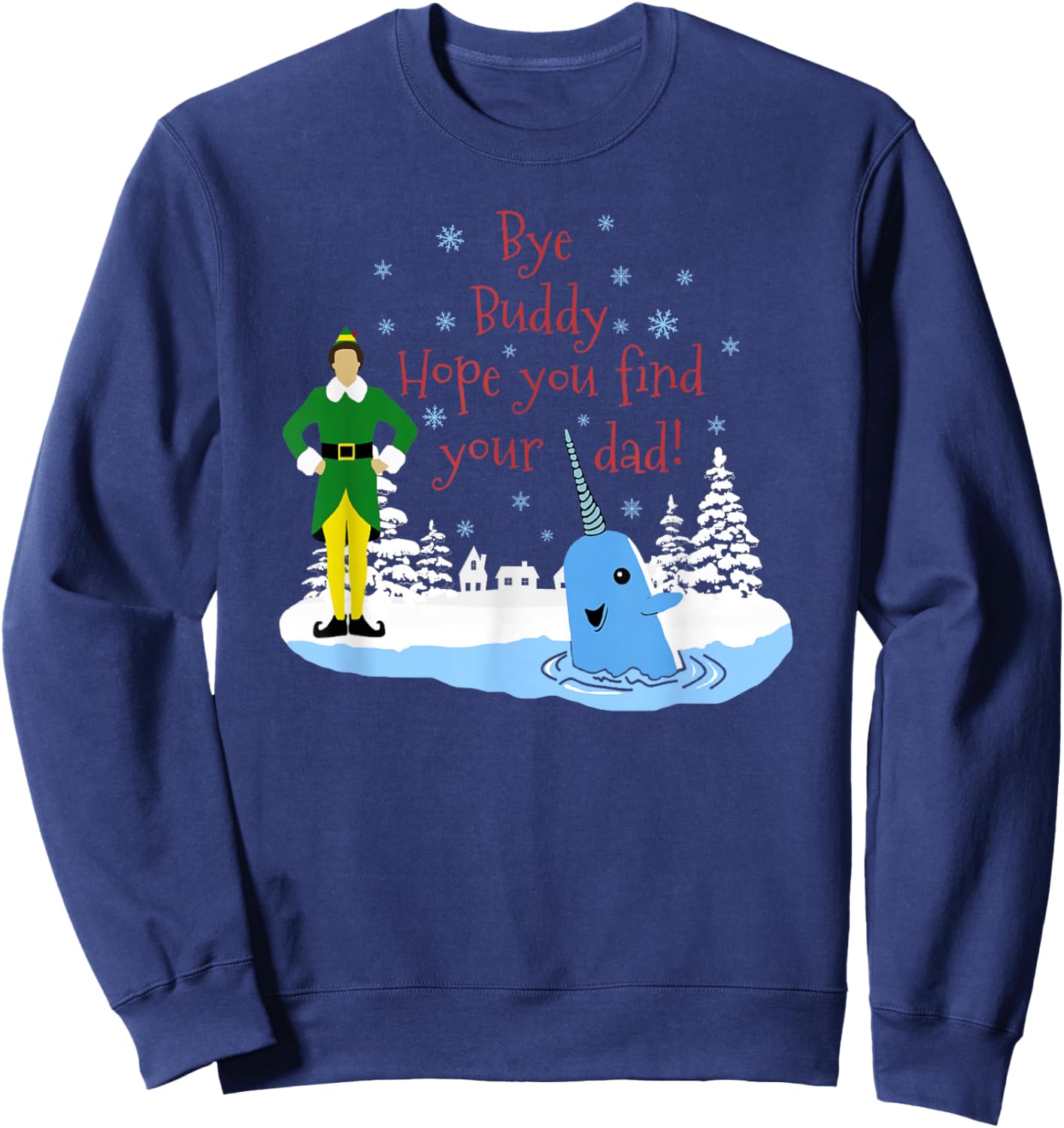 Happier Holidays -Kids Christmas Narwhal Elf Sweatshirt - Sweatshirt | Navy
