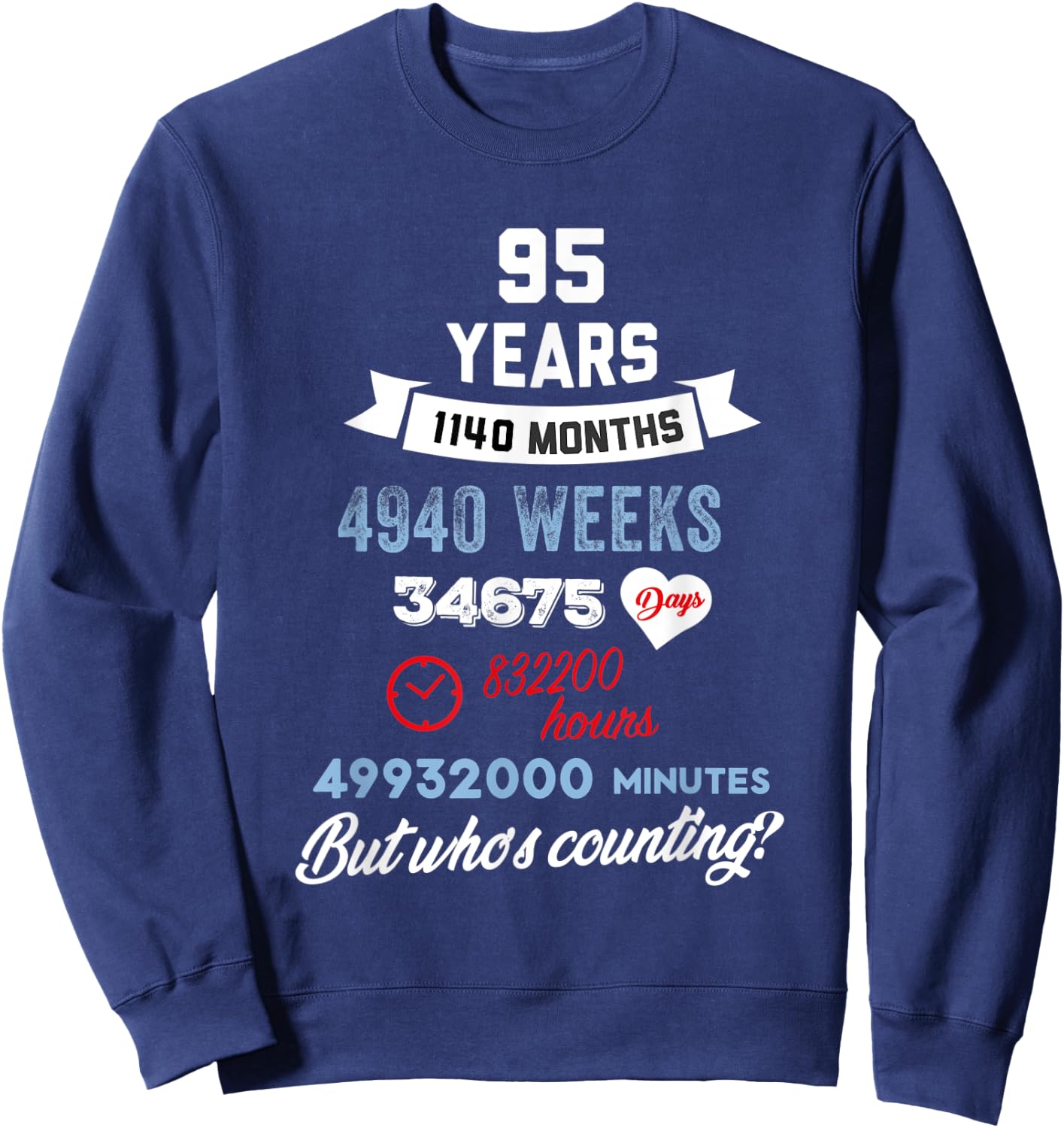 95 Years Old But Who Is Counting Funny Birthday Sweatshirt - Sweatshirt | Navy