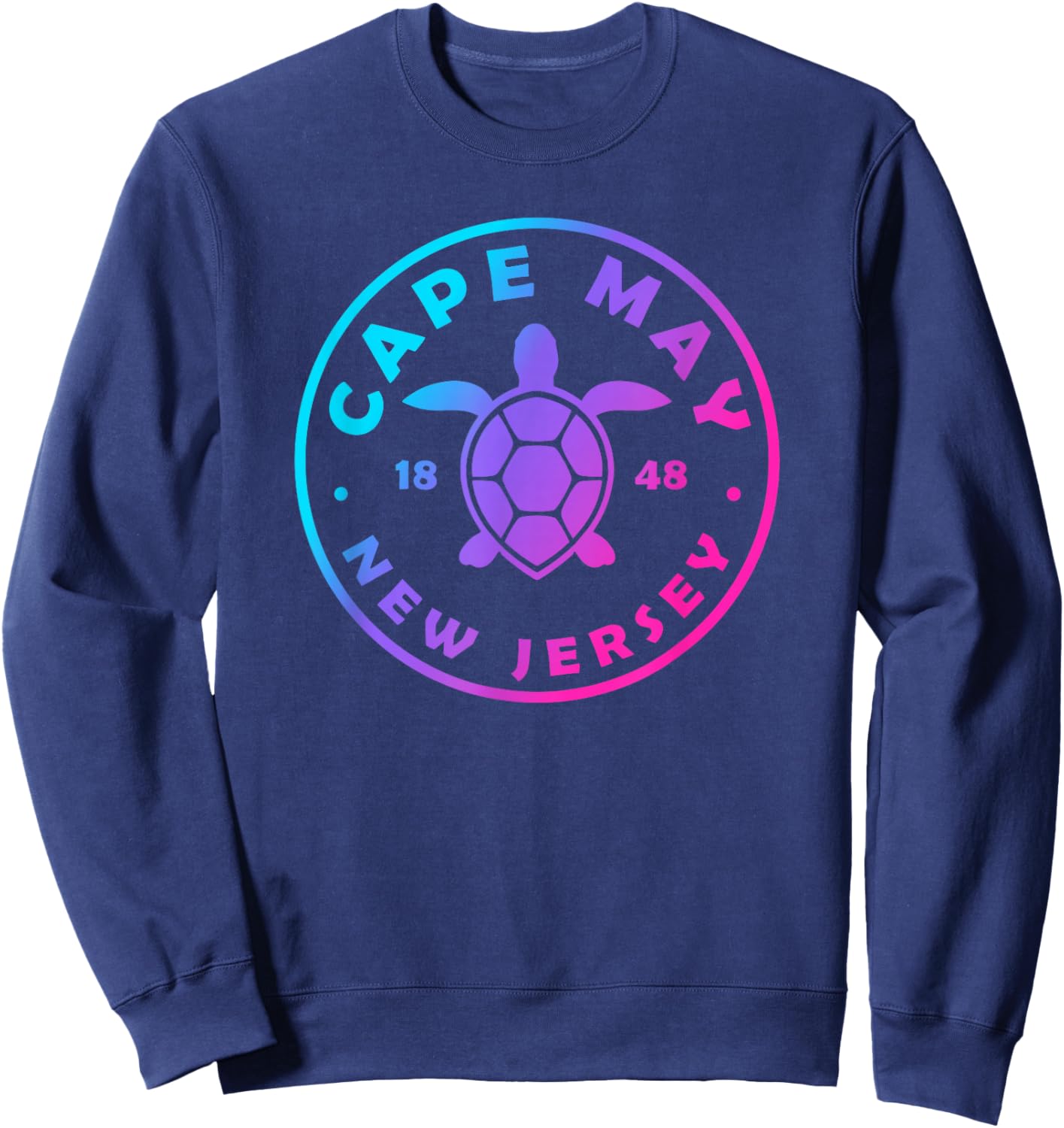 Cape May New Jersey Sea Turtle Tie Dye Vacation Sweatshirt - Sweatshirt | Navy