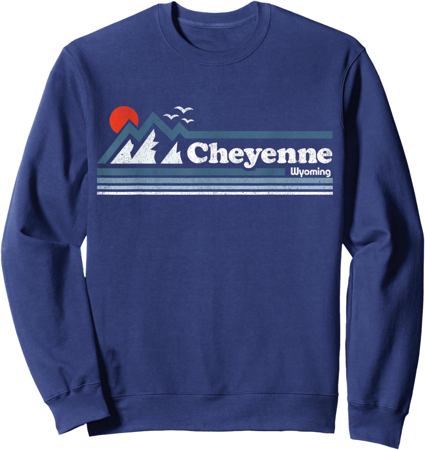 Retro Cheyenne Wyoming State Mountain Vintage Ski Souvenir Sweatshirt - Sweatshirt | Navy