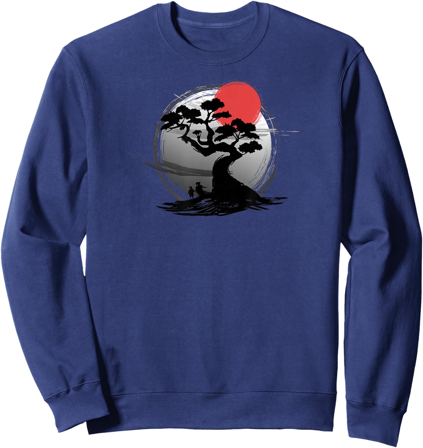 Japanese Sunset Art Nature Japan Bonsai Tree Sweatshirt - Sweatshirt | Navy