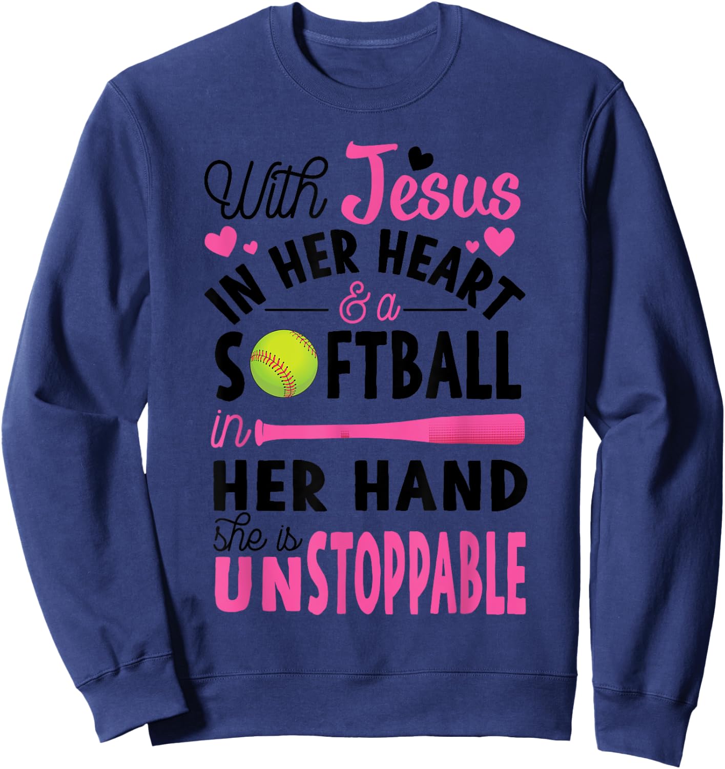 Jesus In Her Heart Softball Hand Funny Pitcher Gift Sweatshirt - Sweatshirt | Navy