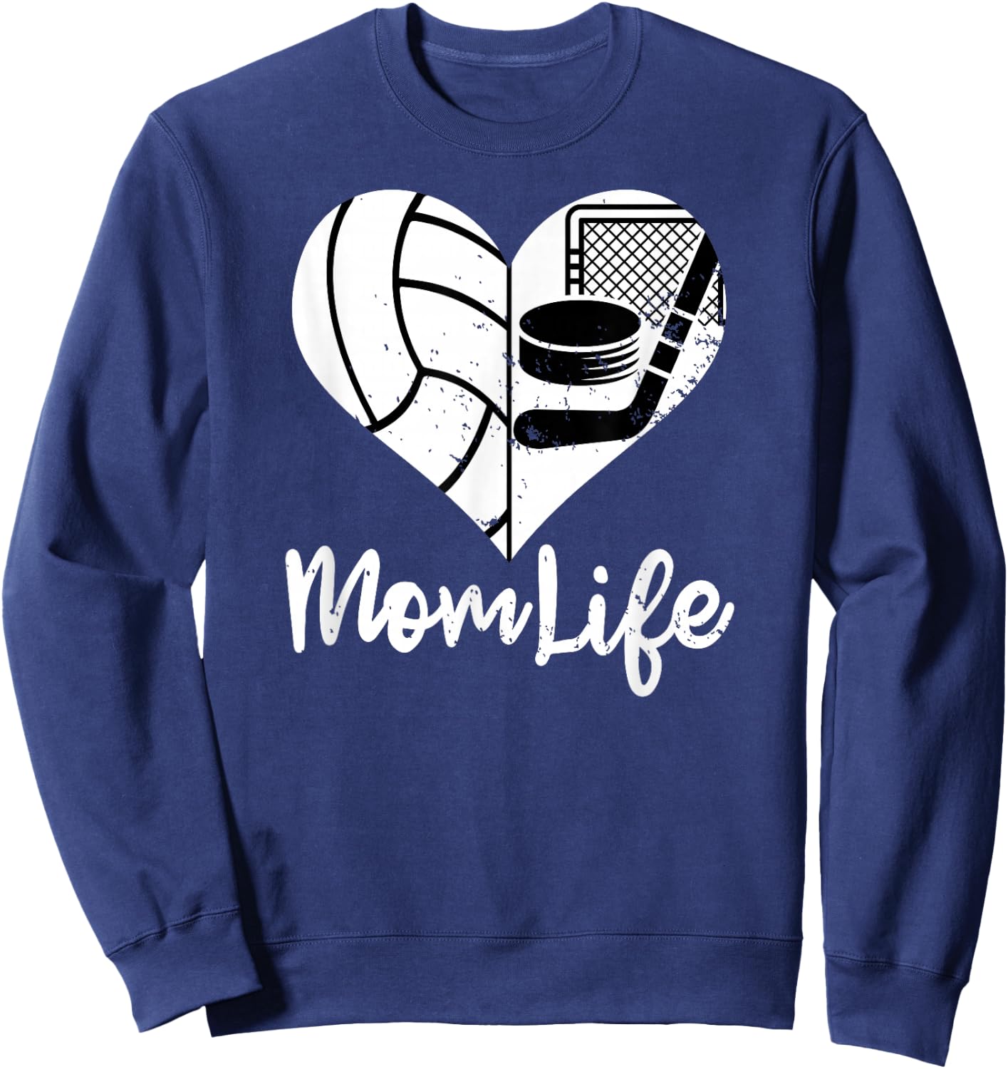 Mom Life Funny Volleyball Hockey Mom Sweatshirt - Sweatshirt | Navy