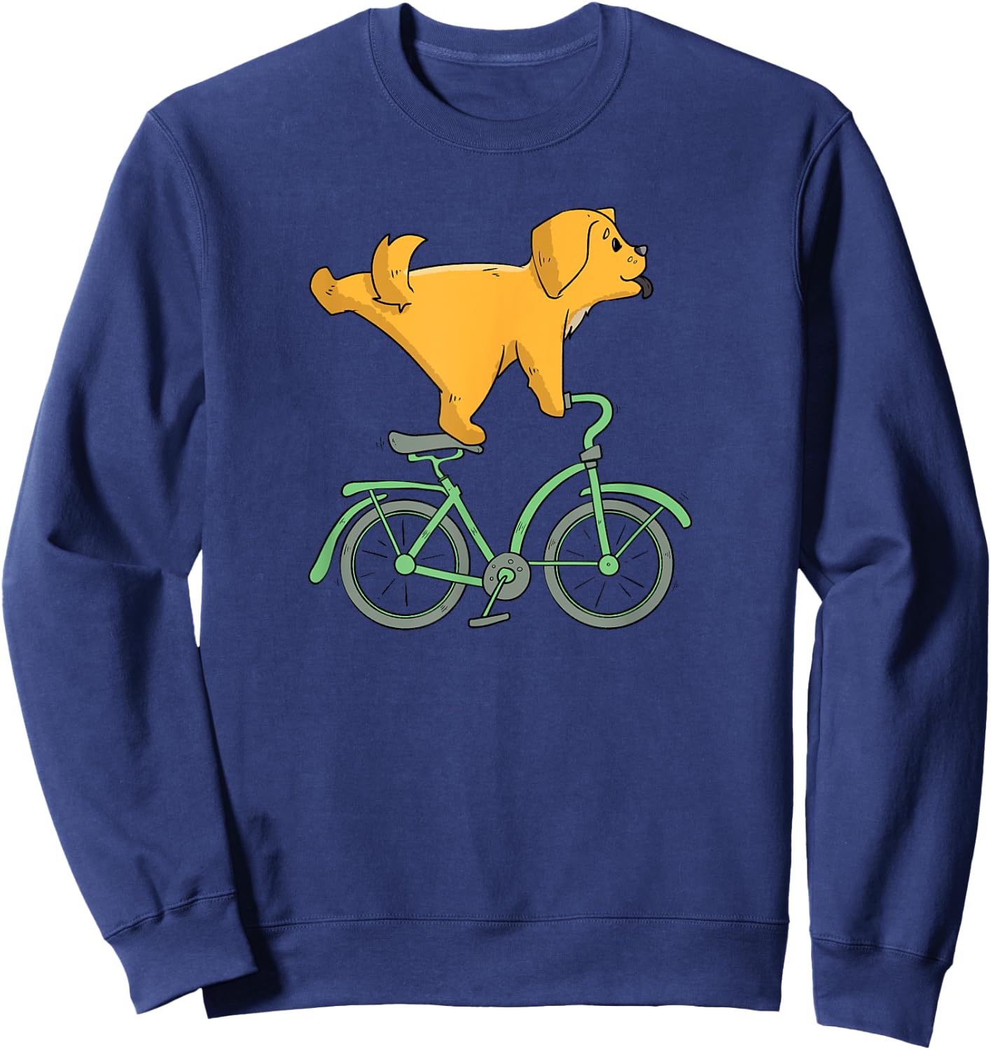 Dog on a Bike Golden Retriever Cycling Bicycle Lover Sweatshirt - Sweatshirt | Navy