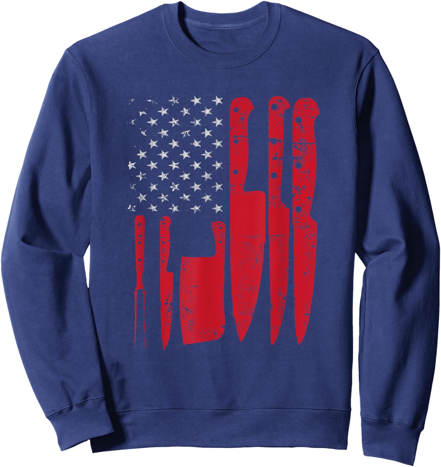 American Flag Kitchen Butcher Knife Set Sweatshirt - Sweatshirt | Navy