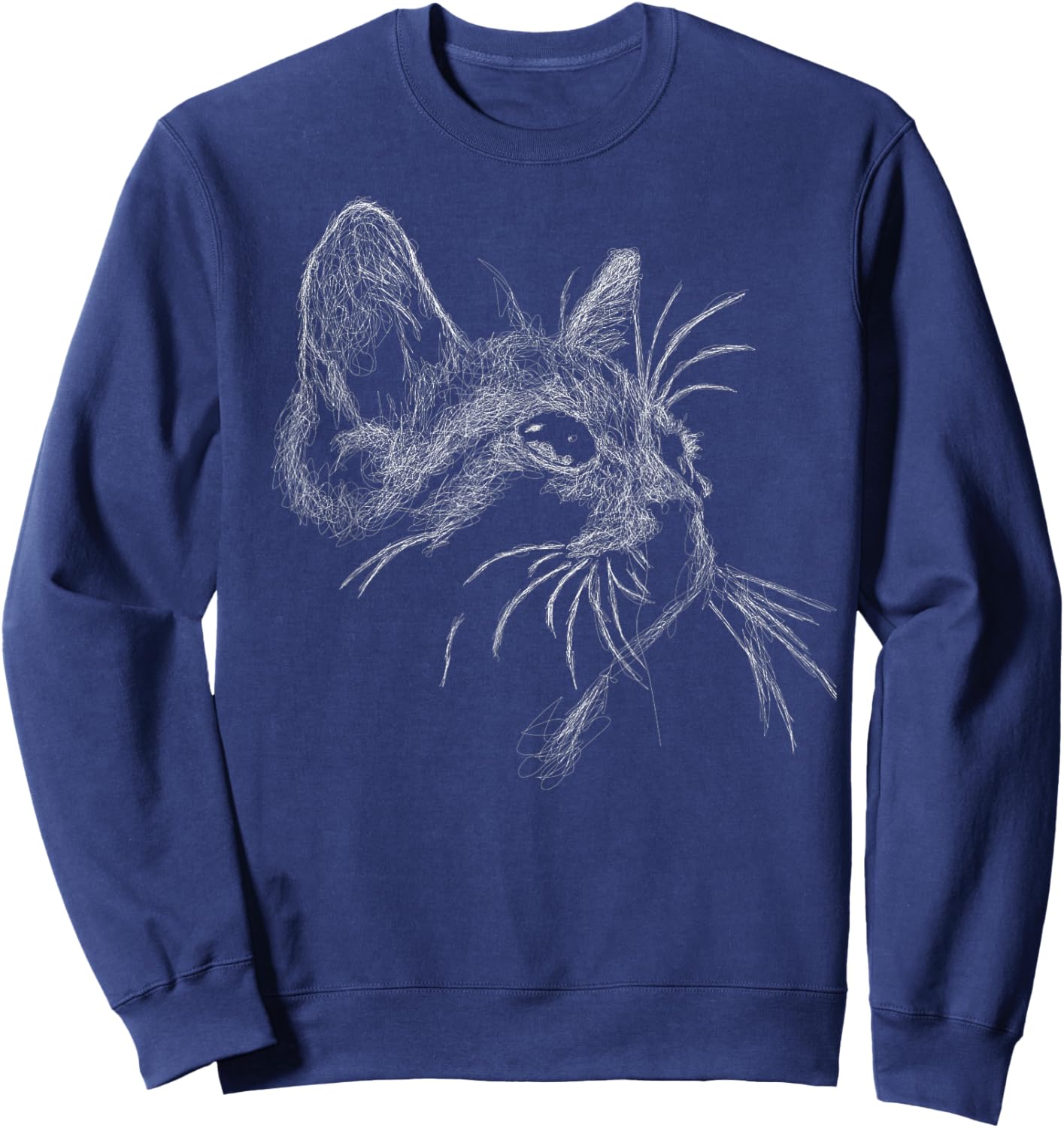 Cute Cat scribble art sketch for kitten lover Kitty cats Men Women Kids Sweatshirt - Sweatshirt | Navy