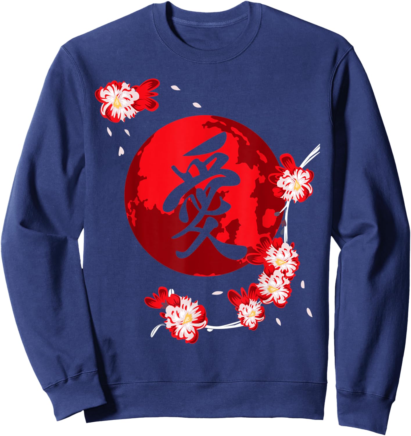 Cherry Blossom Flower Japanese Kanji Vintage Sakura Festival Sweatshirt - Sweatshirt | Navy