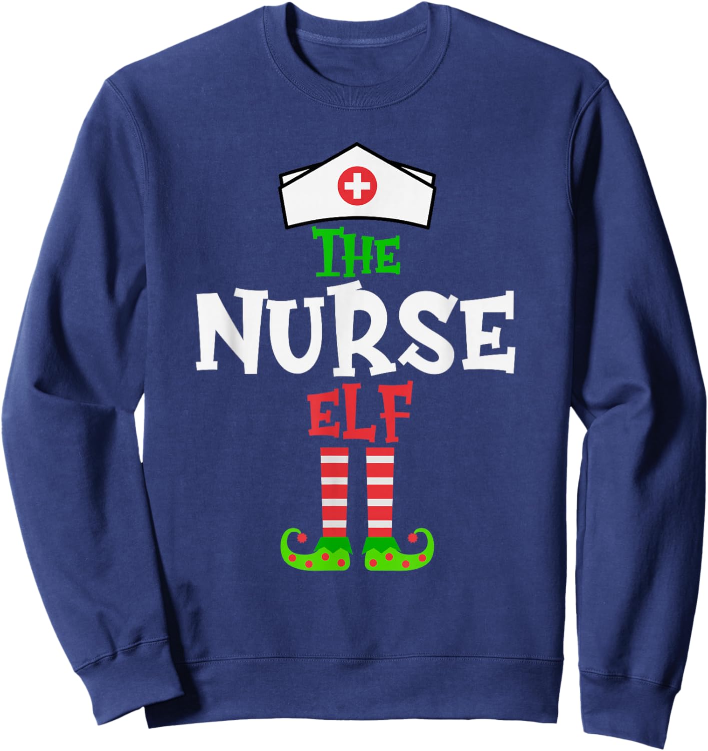 The Nurse Elf - Funny Matching Family Group Christmas Sweatshirt - Sweatshirt | Navy