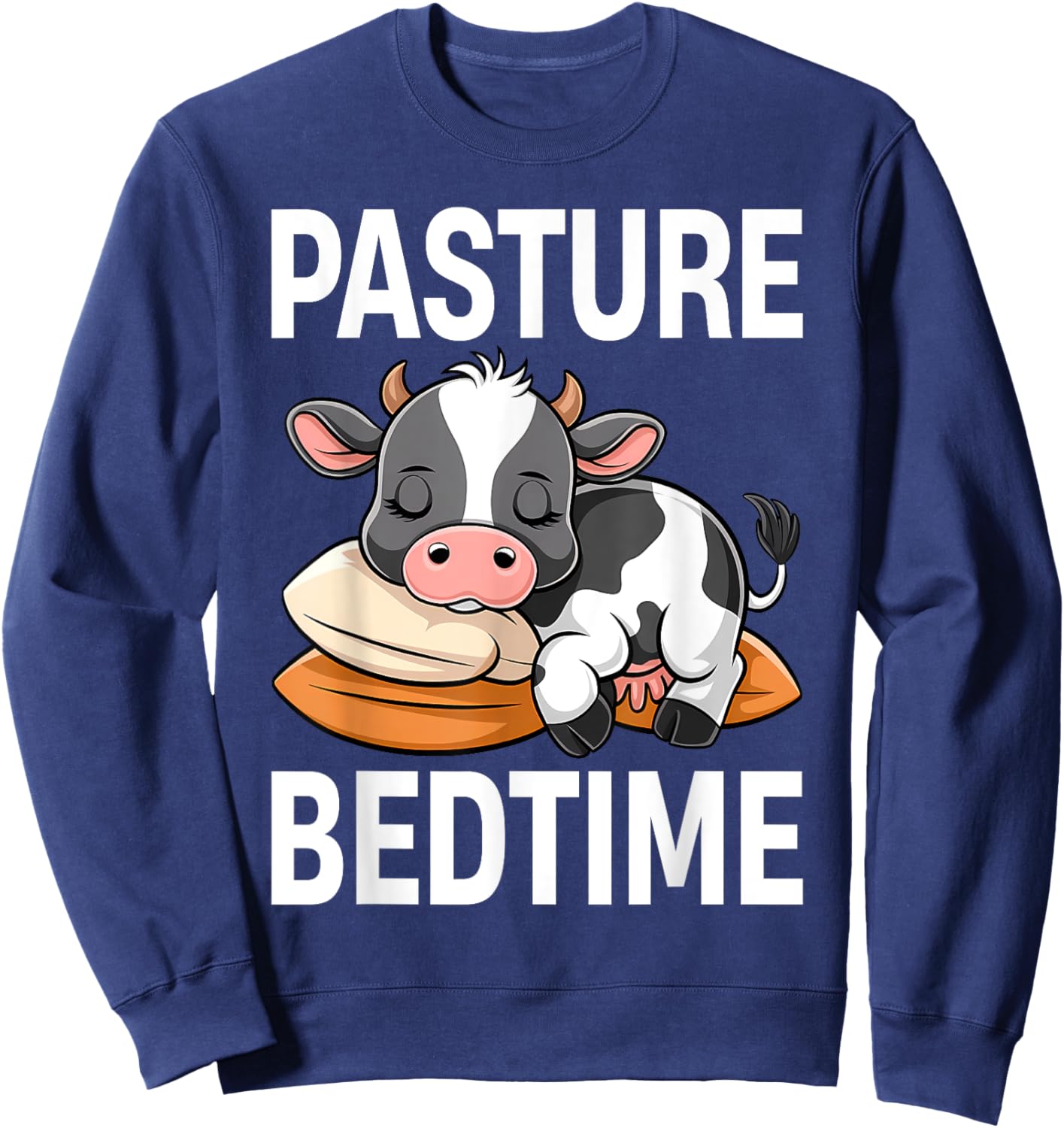 Funny Pasture Bedtime Cute Cow Pajamas PJ Sleep Sweatshirt - Sweatshirt | Navy