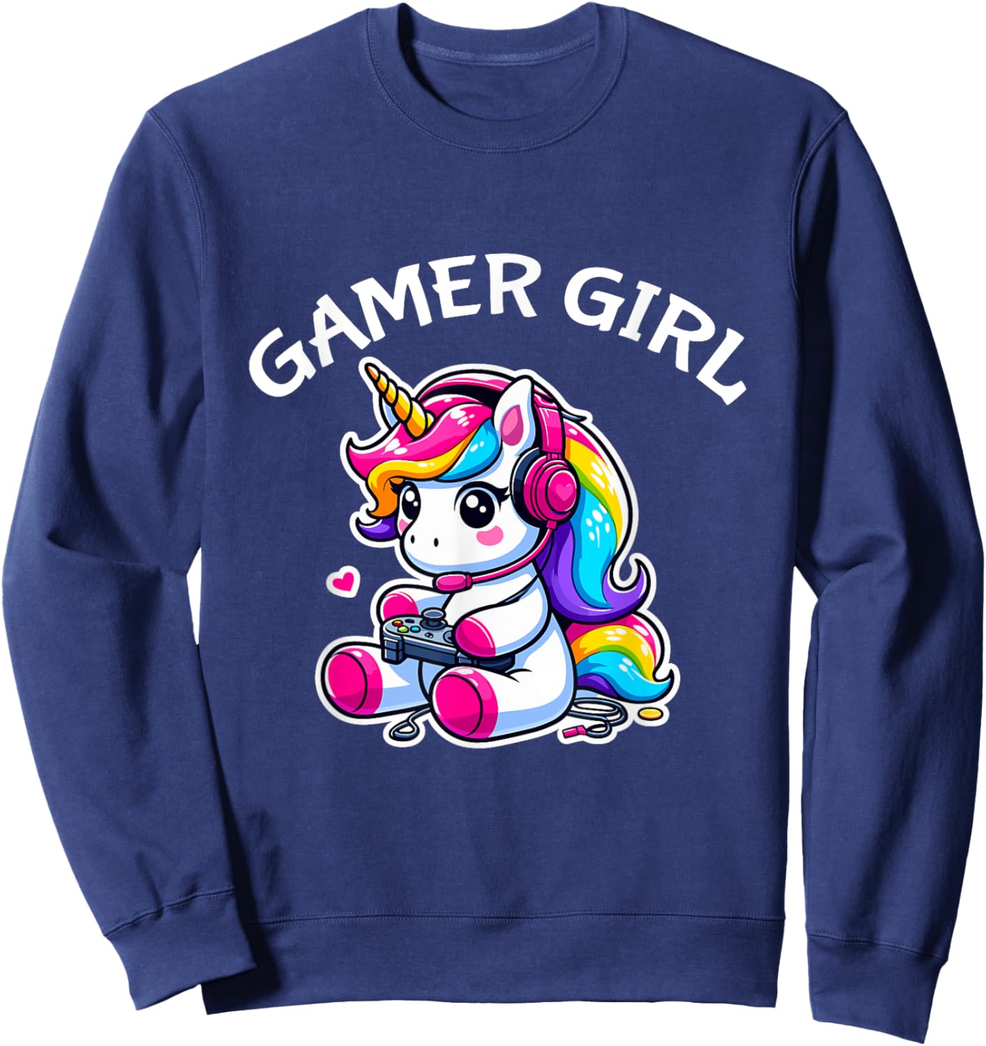 Cute Video Game Gaming Unicorn Gamer Girl Sweatshirt - Sweatshirt | Navy