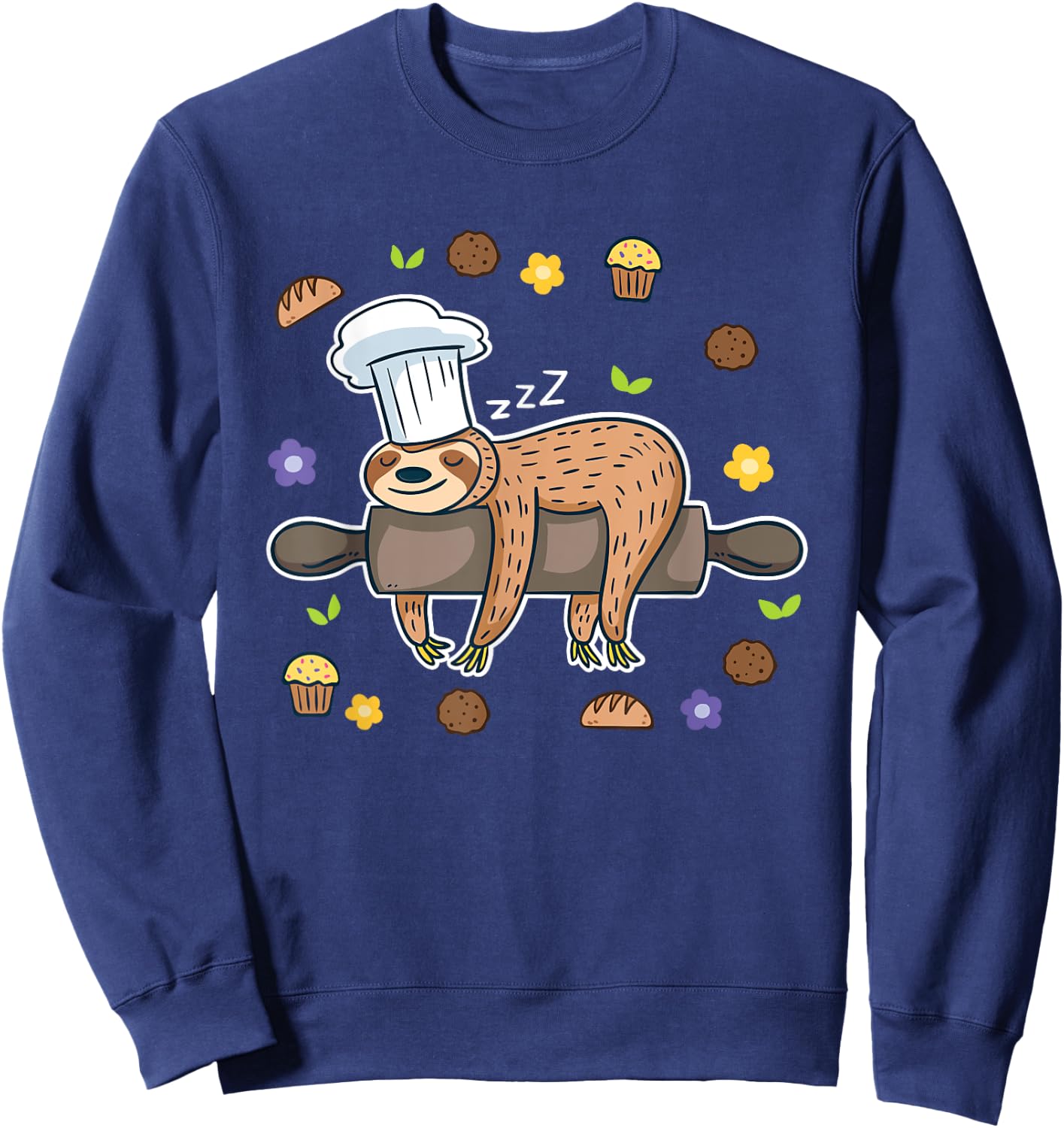 Funny Baking Gifts - Sloth Baker Cupcake Lover - Baker Sweatshirt - Sweatshirt | Navy