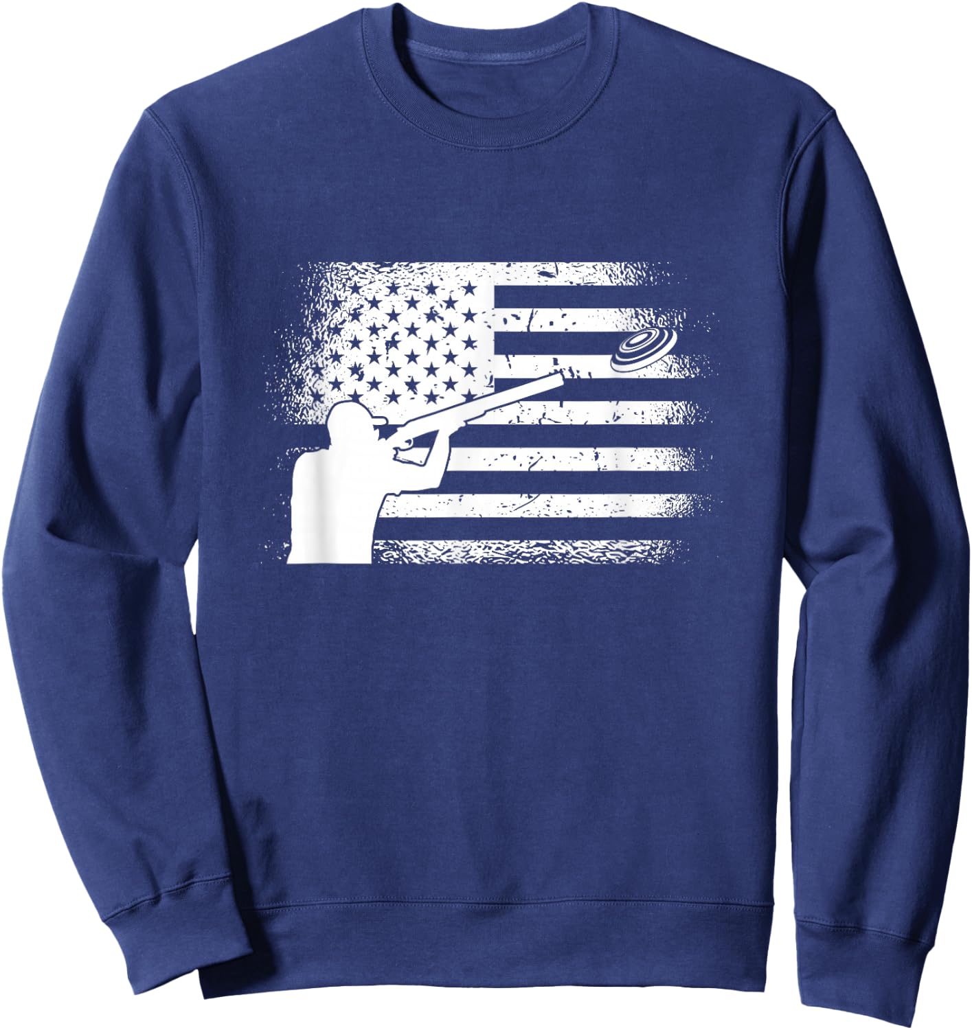 Patriotic Ton Shooter Clay Pigeon Shooting USA Flag Sweatshirt - Sweatshirt | Navy