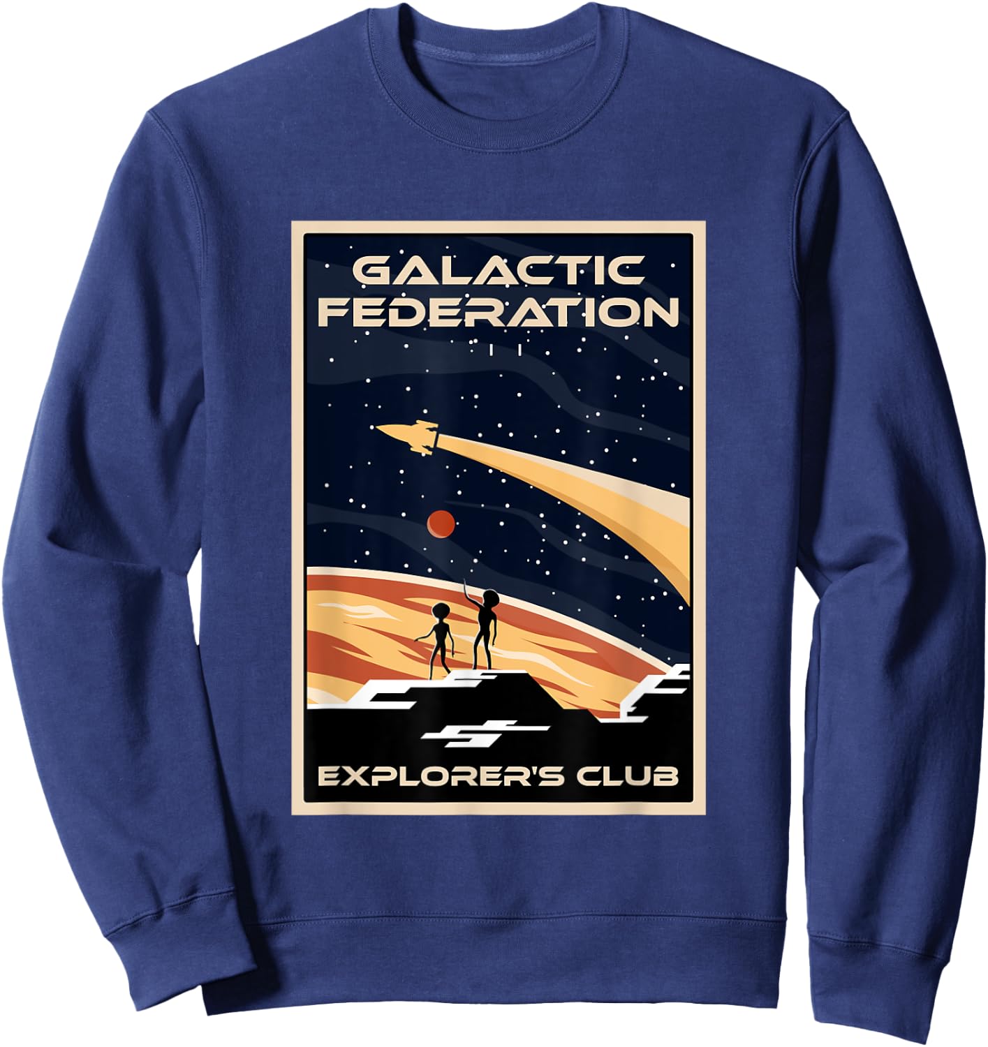 Galactic Federation Explorer's Club Alien Conspiracy Theory Sweatshirt - Sweatshirt | Navy
