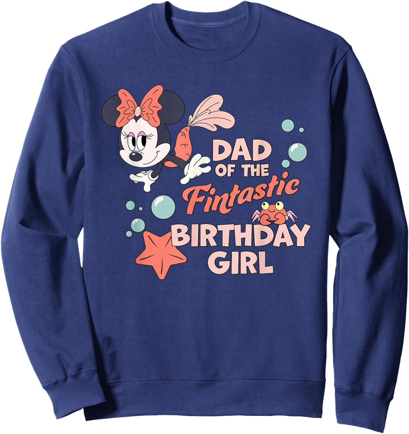 Disney Minnie Mouse Mermaid Dad of The Birthday Girl Sweatshirt - Sweatshirt | Navy