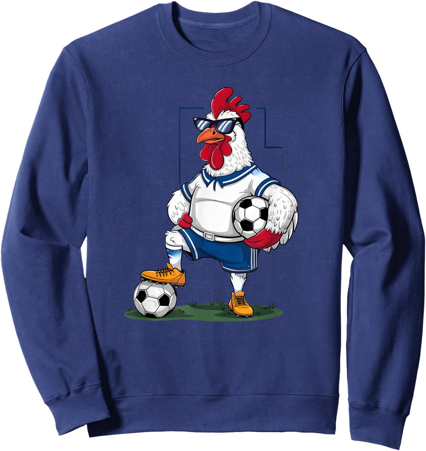 Funny Chicken Soccer Player Sports Design Sweatshirt - Sweatshirt | Navy
