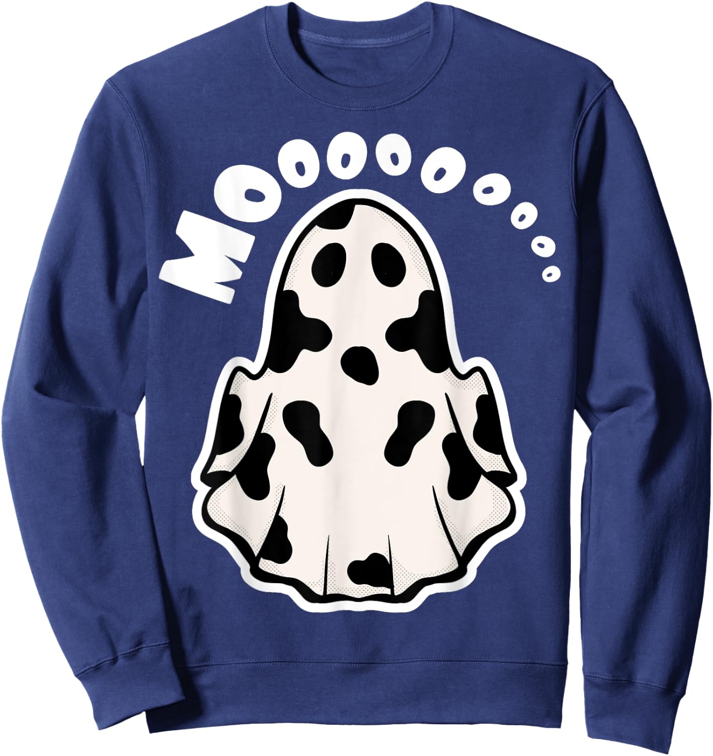 Ghost Cow Moo Boo - Funny Cow Ghost Sweatshirt - Sweatshirt | Navy