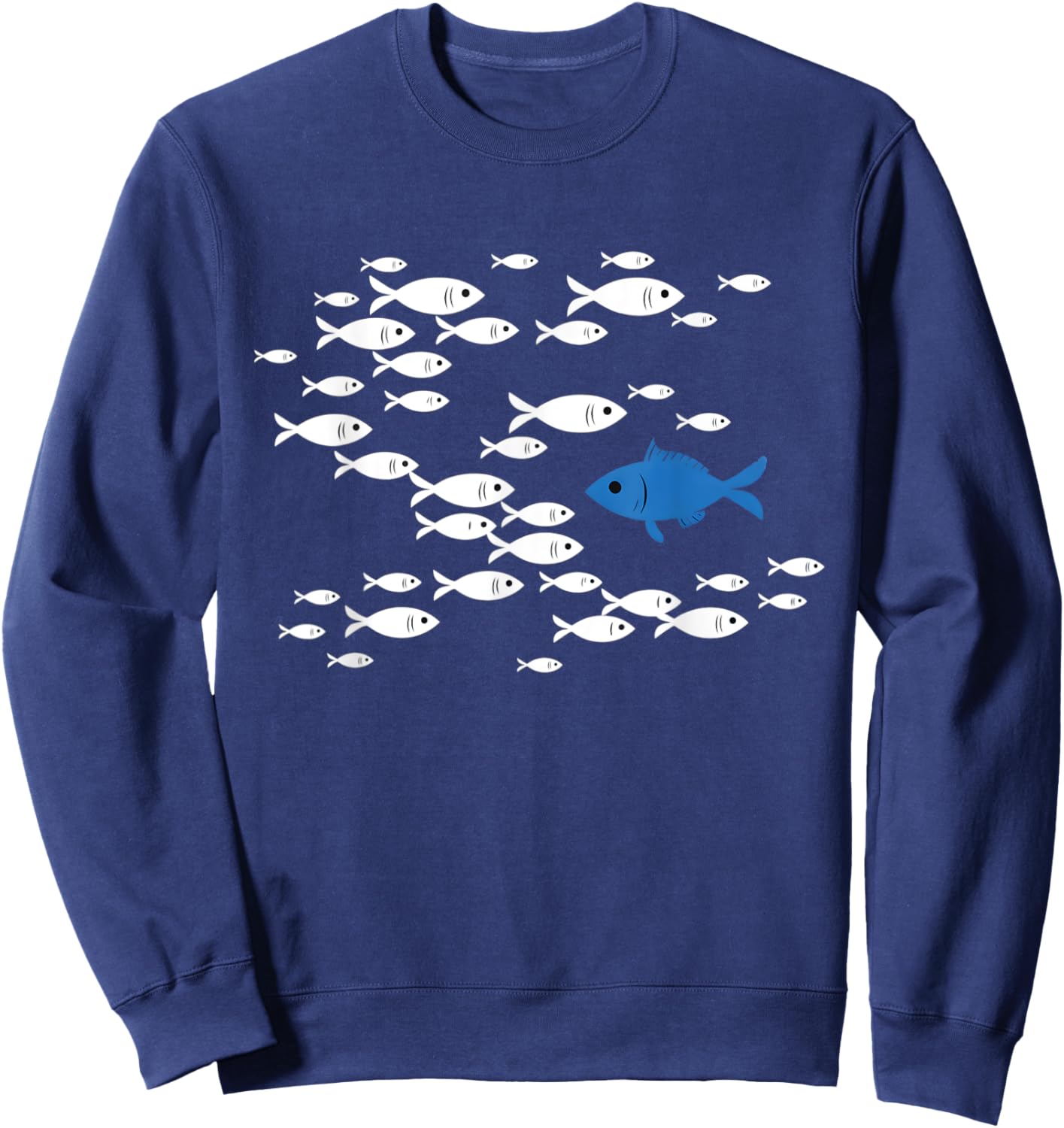 Fish Swim Against The Current In The Sea Sweatshirt - Sweatshirt | Navy