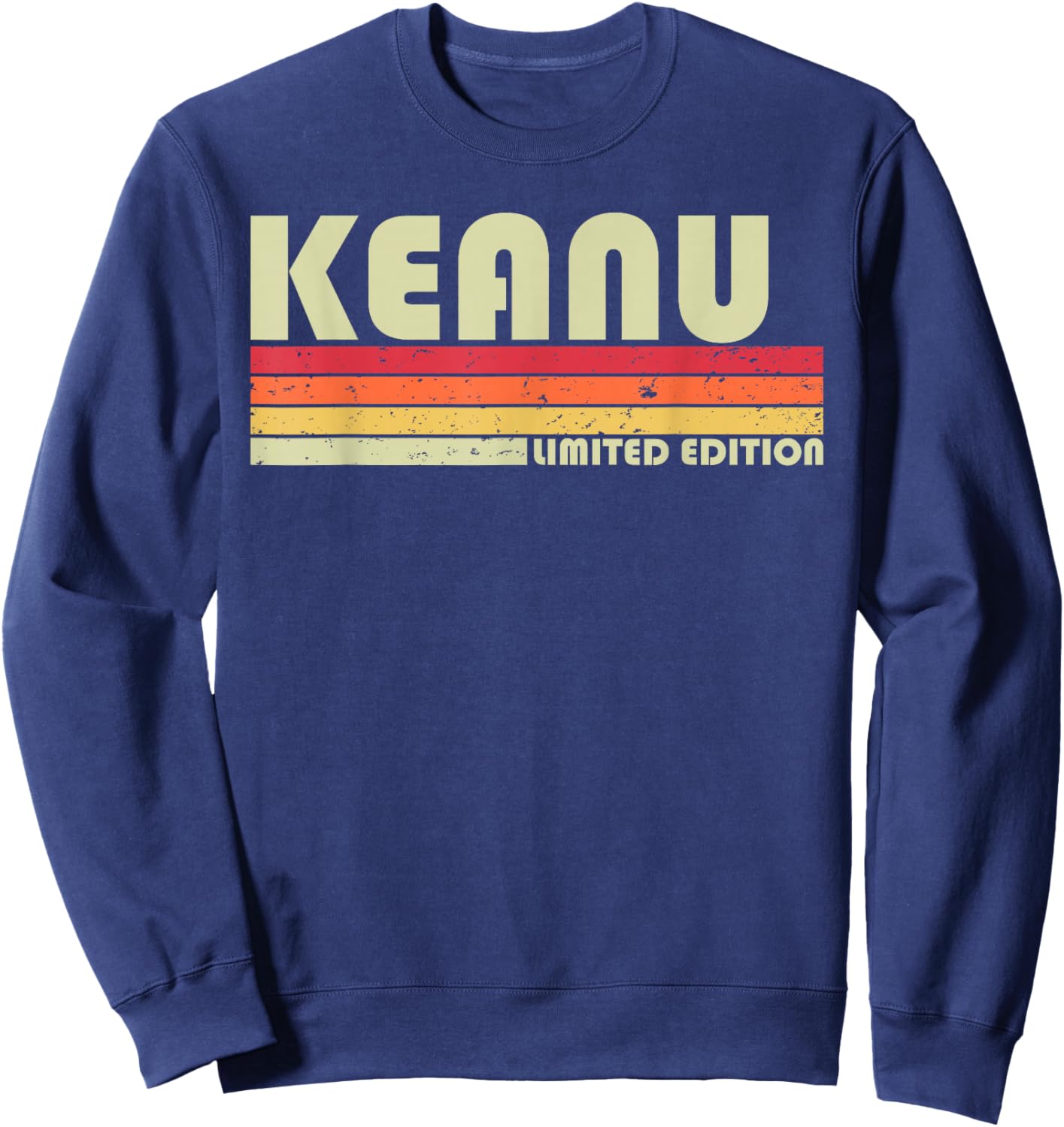 Custom Men Dad Boy Husband Christmas 80s 90s Style KEANU Gift Name Personalized Funny Retro Vintage Birthday Sweatshirt - Sweatshirt | Navy