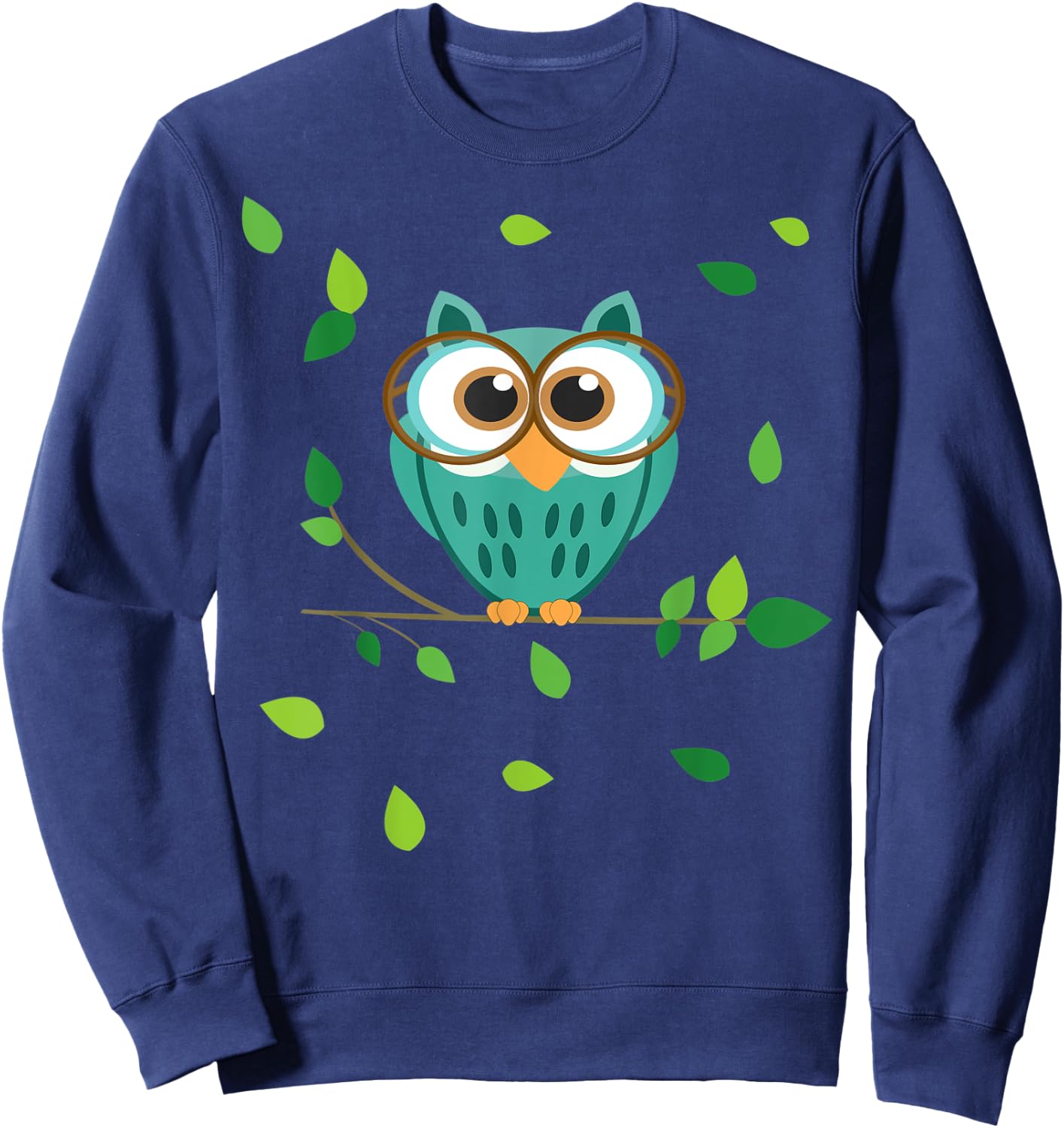 Cute little Owl in the Forest Owls Baby on a Branch Sweatshirt - Sweatshirt | Navy