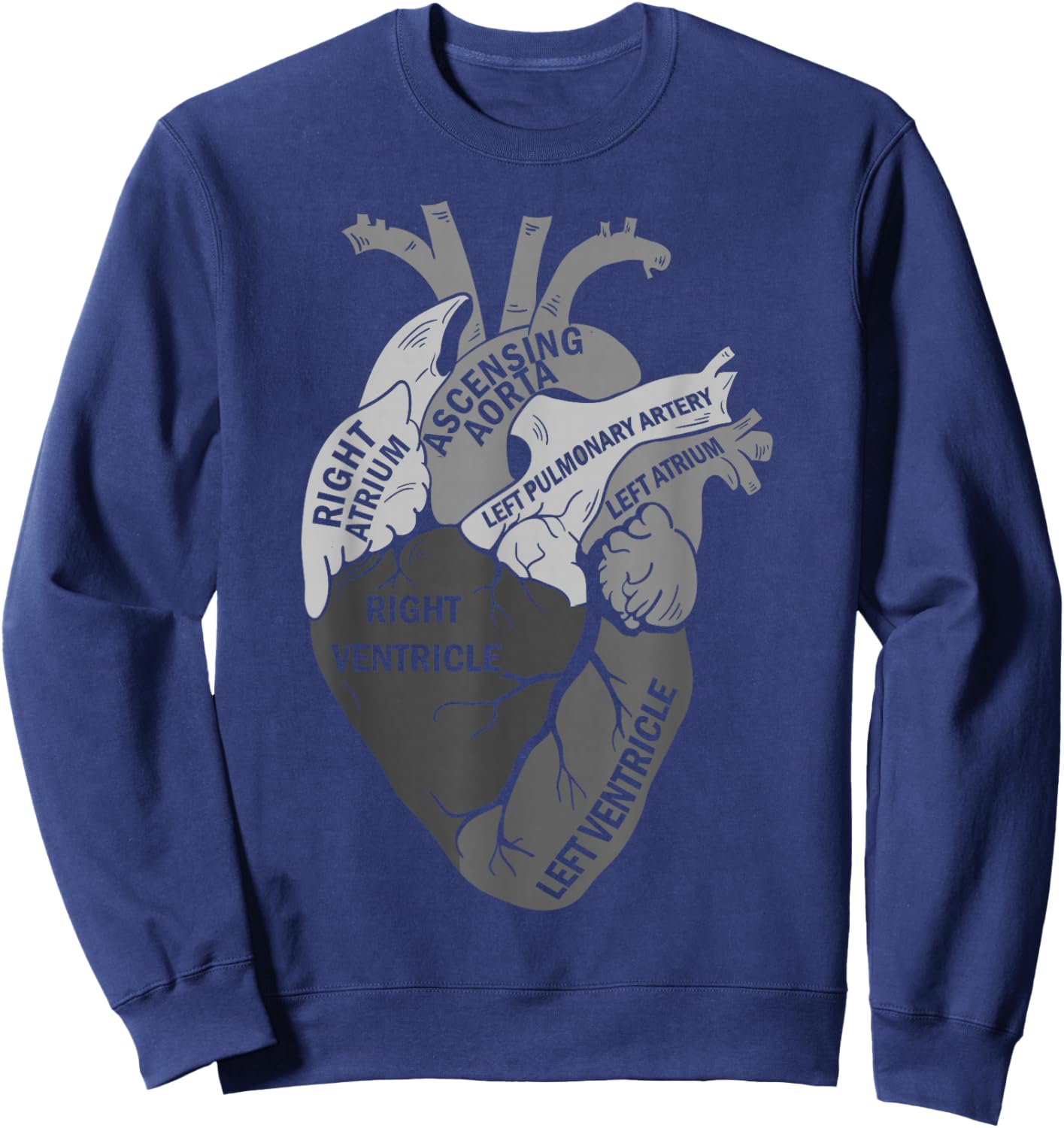 Parts Of Heart Cardiology Men Women Anatomical Cardiac Sweatshirt - Sweatshirt | Navy
