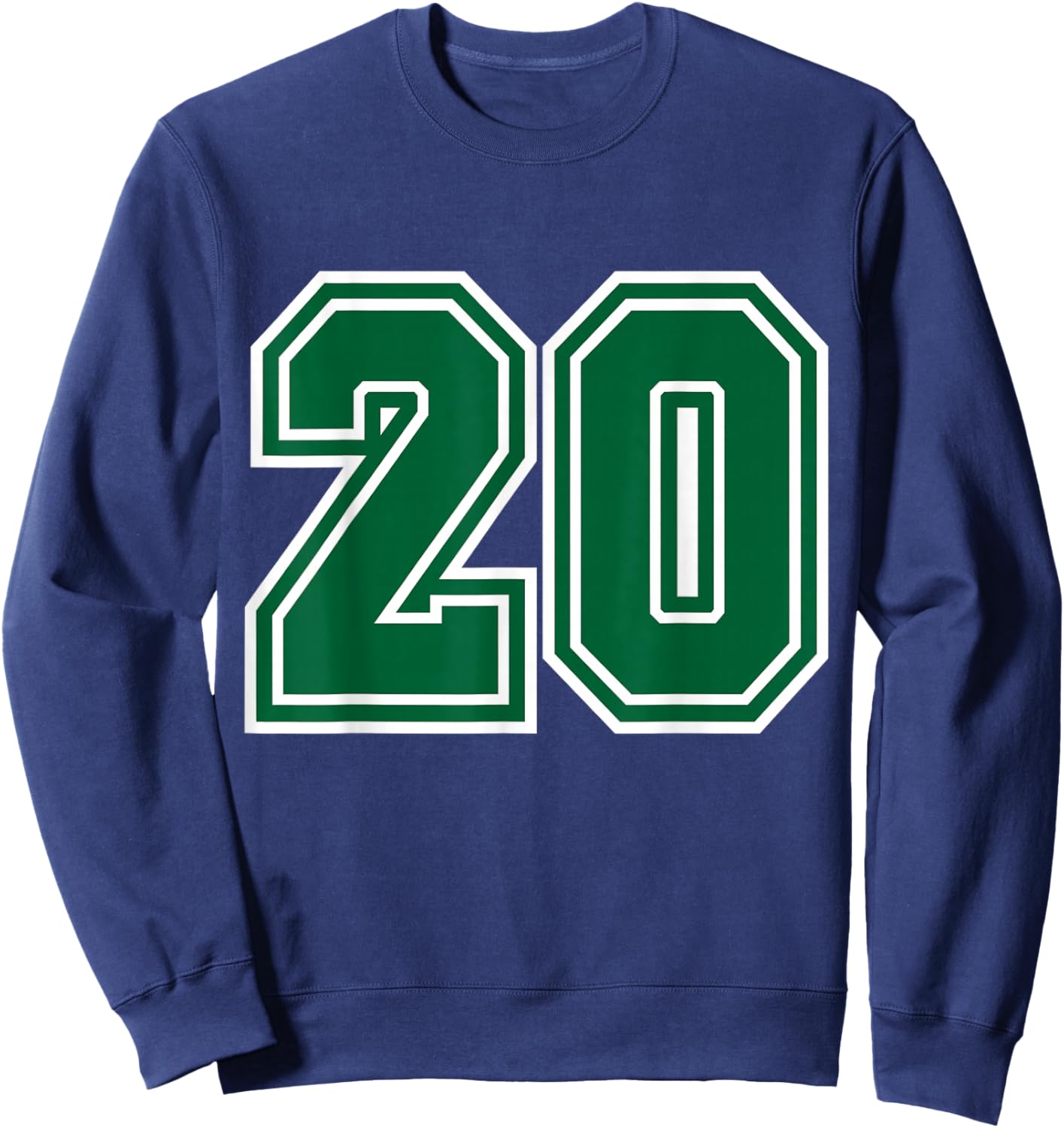 Number #20 Green Sports Team Varsity Number Sweatshirt - Sweatshirt | Navy