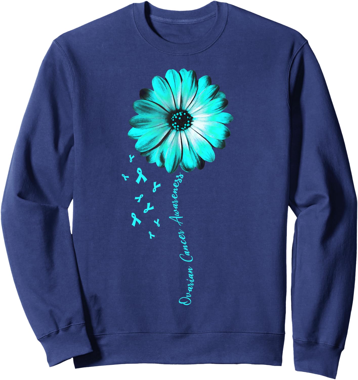 Daisy Flower Ovarian Cancer Awareness Gifts Sweatshirt - Sweatshirt | Navy
