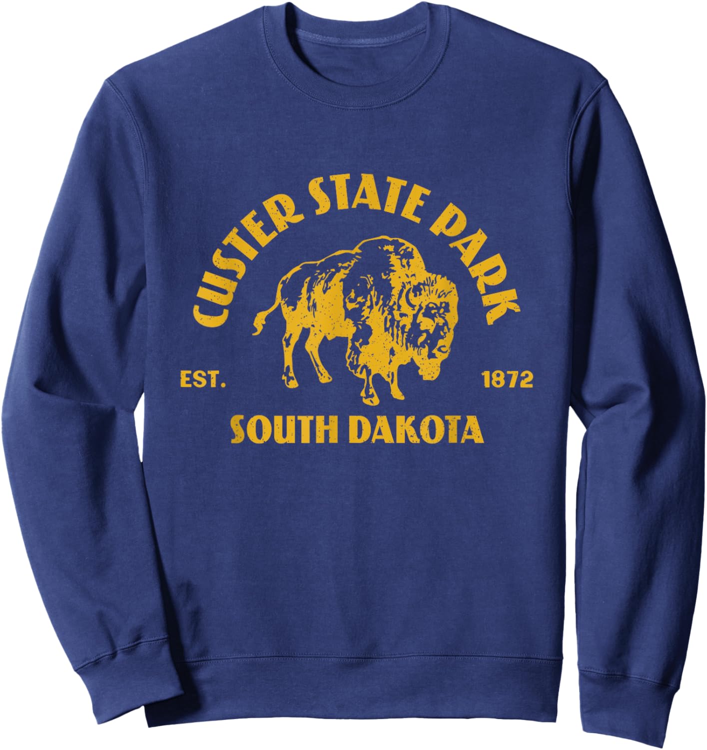 Vintage Bison Custer State Park South Dakota Travel Souvenir Sweatshirt - Sweatshirt | Navy