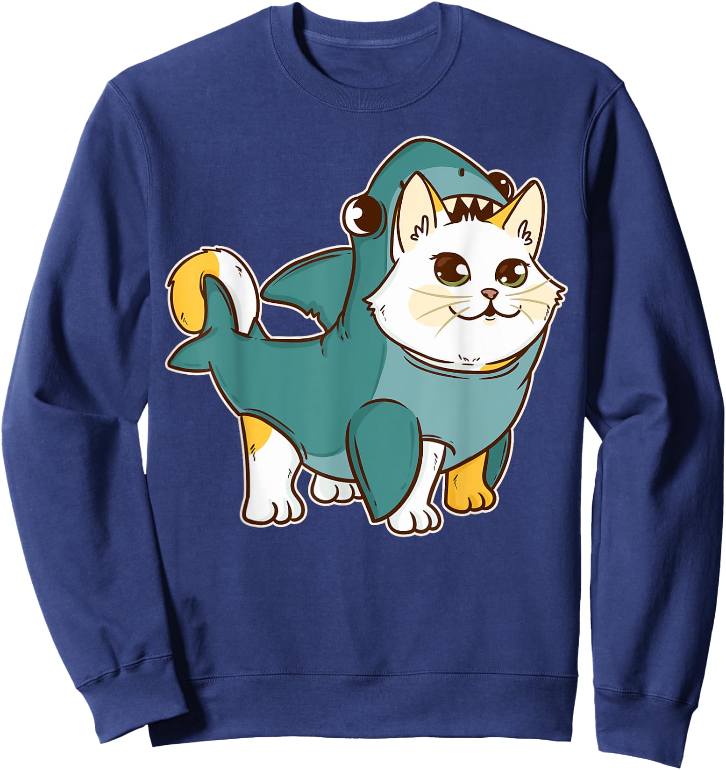 Cat Shark Kawaii Kitten Funny Halloween Costume Men Women Kids Sweatshirt - Sweatshirt | Navy