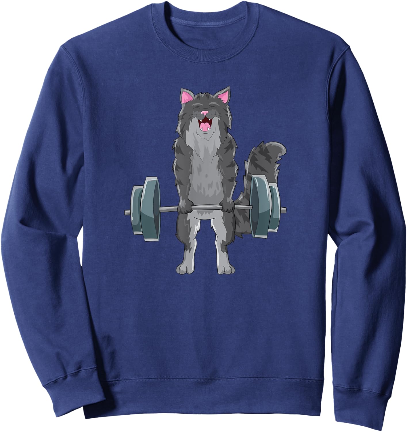 Cat Deadlifting Design Maine Coon Lift Gift Sweatshirt - Sweatshirt | Navy