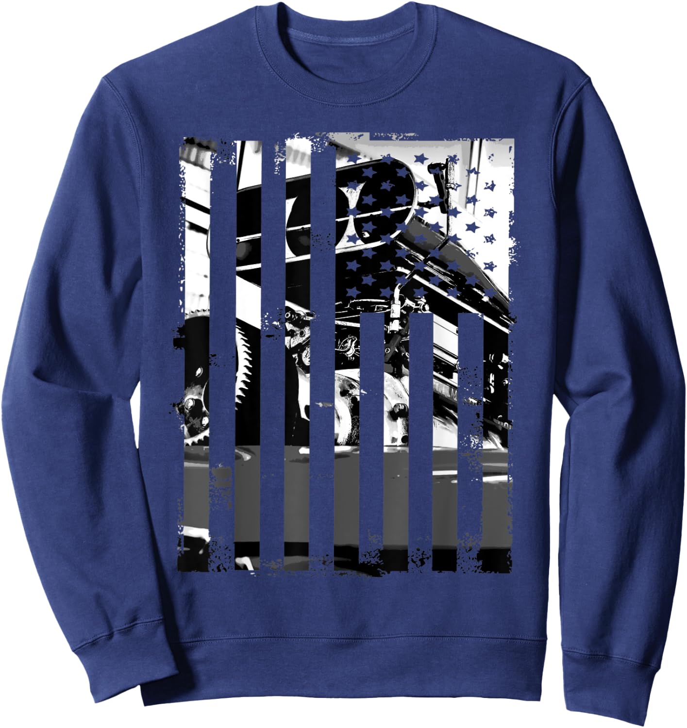 Funny Car Guy Gift - Horsepower American Flag Muscle Car Sweatshirt - Sweatshirt | Navy