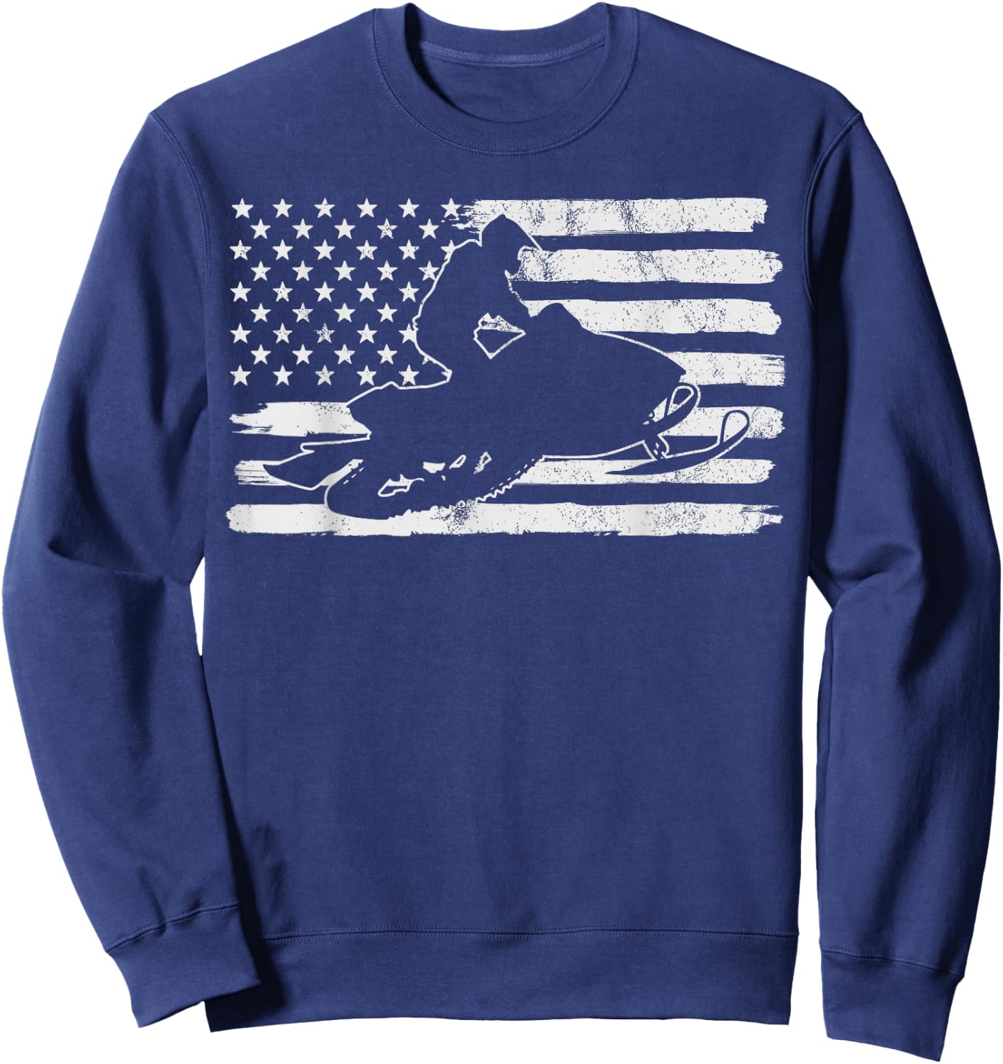 Vintage 4th Of July USA Flag Snowmobile Snow Mobile Sweatshirt - Sweatshirt | Navy