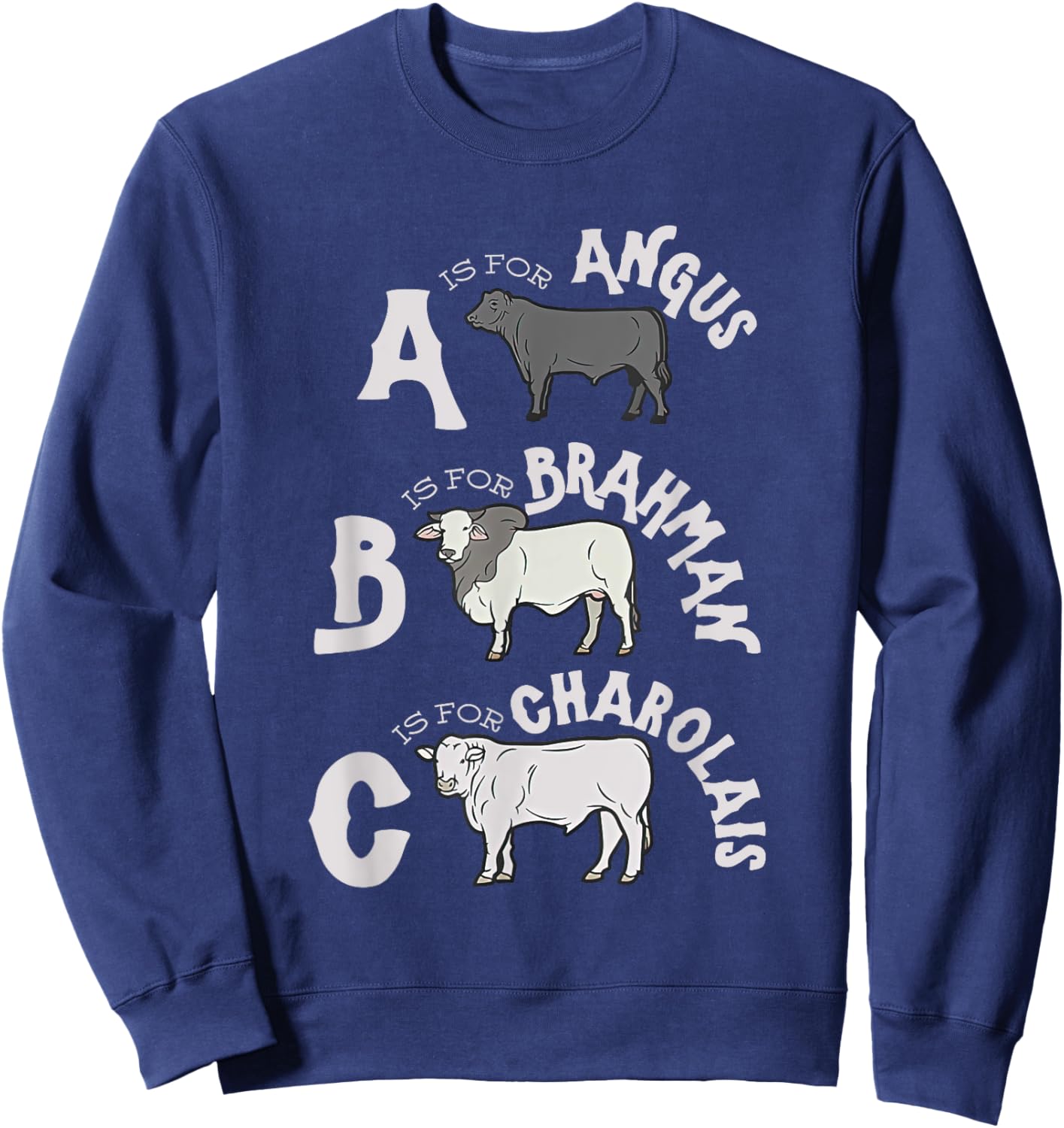 Cow Alphabet Kids Retro ABC Angus Brahman Charolais Toddlers Sweatshirt - Sweatshirt | Navy