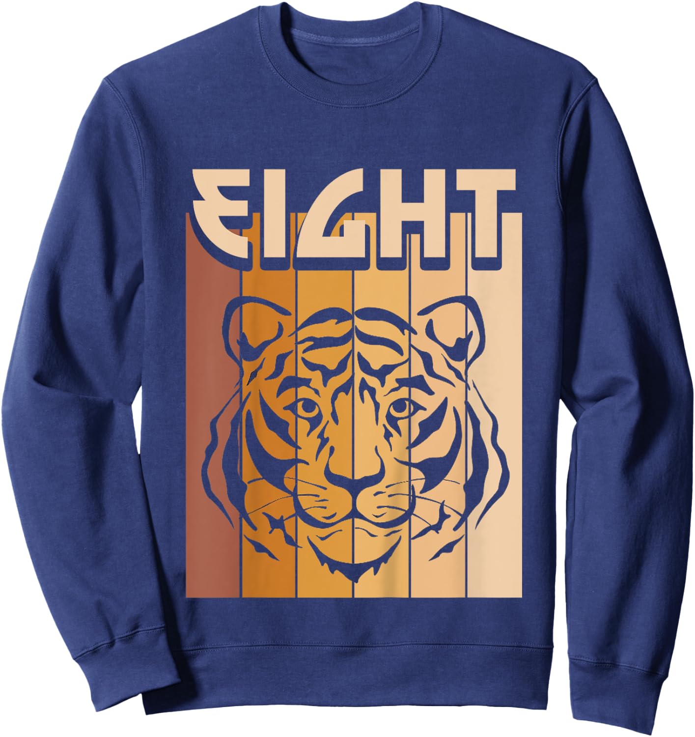 8 Year Old Tiger Birthday Boy Girl 8th Birthday Tiger Sweatshirt - Sweatshirt | Navy