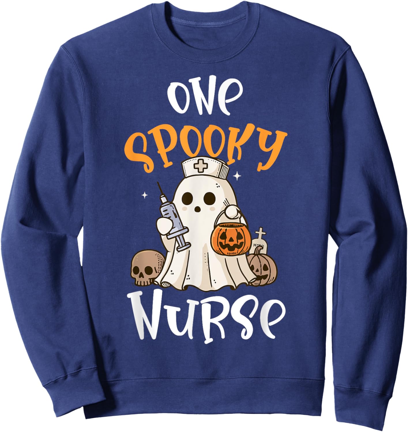 Spooky Nurse Halloween Nursing Sweatshirt - Sweatshirt | Navy