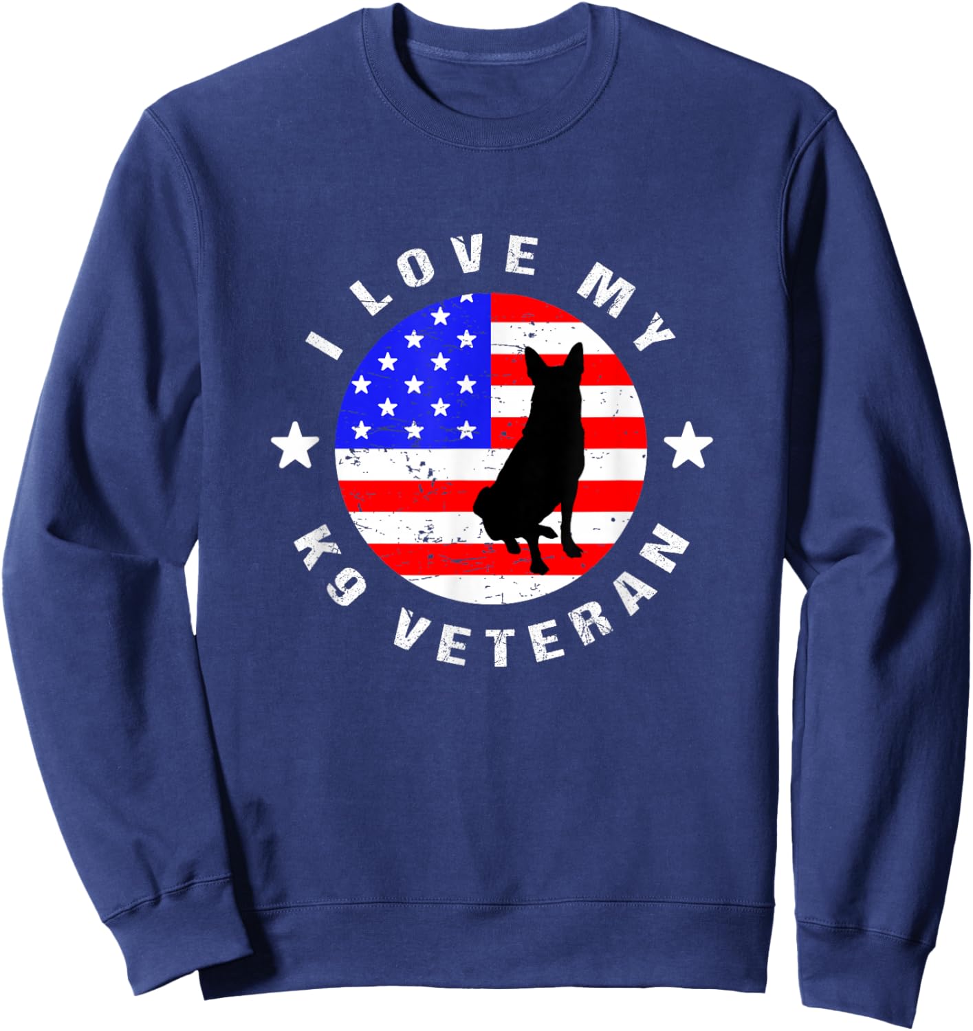 I Love My K9 Veteran - US Military Police Dog Sweatshirt - Sweatshirt | Navy