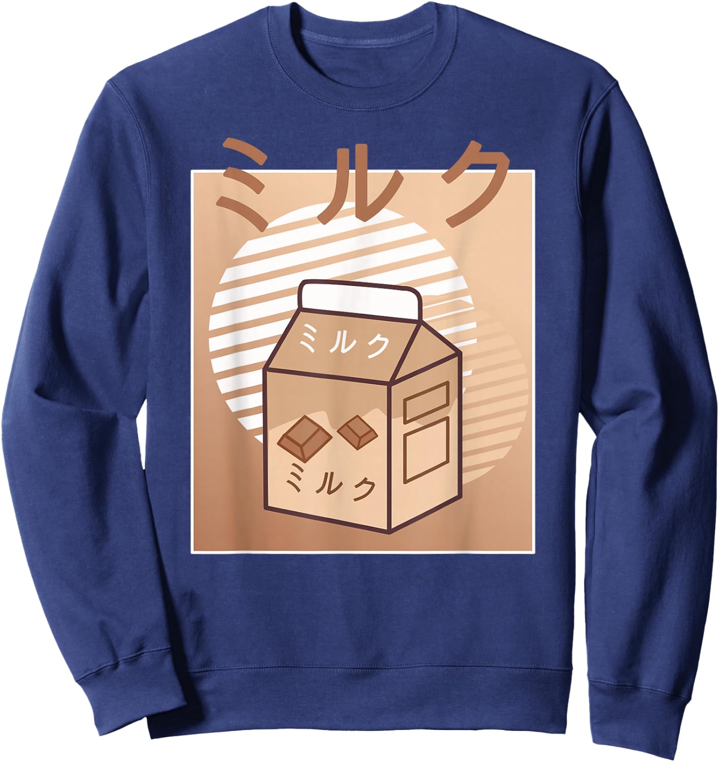 Kawaii Milk Retro Japanese Chocolate Milkshake Anime Sweatshirt - Sweatshirt | Navy