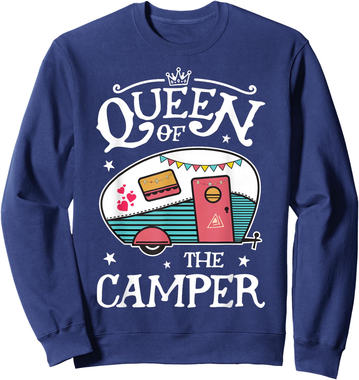 Queen of The Camper Funny Camping Outdoor Women Girls Zip Sweatshirt - Sweatshirt | Navy