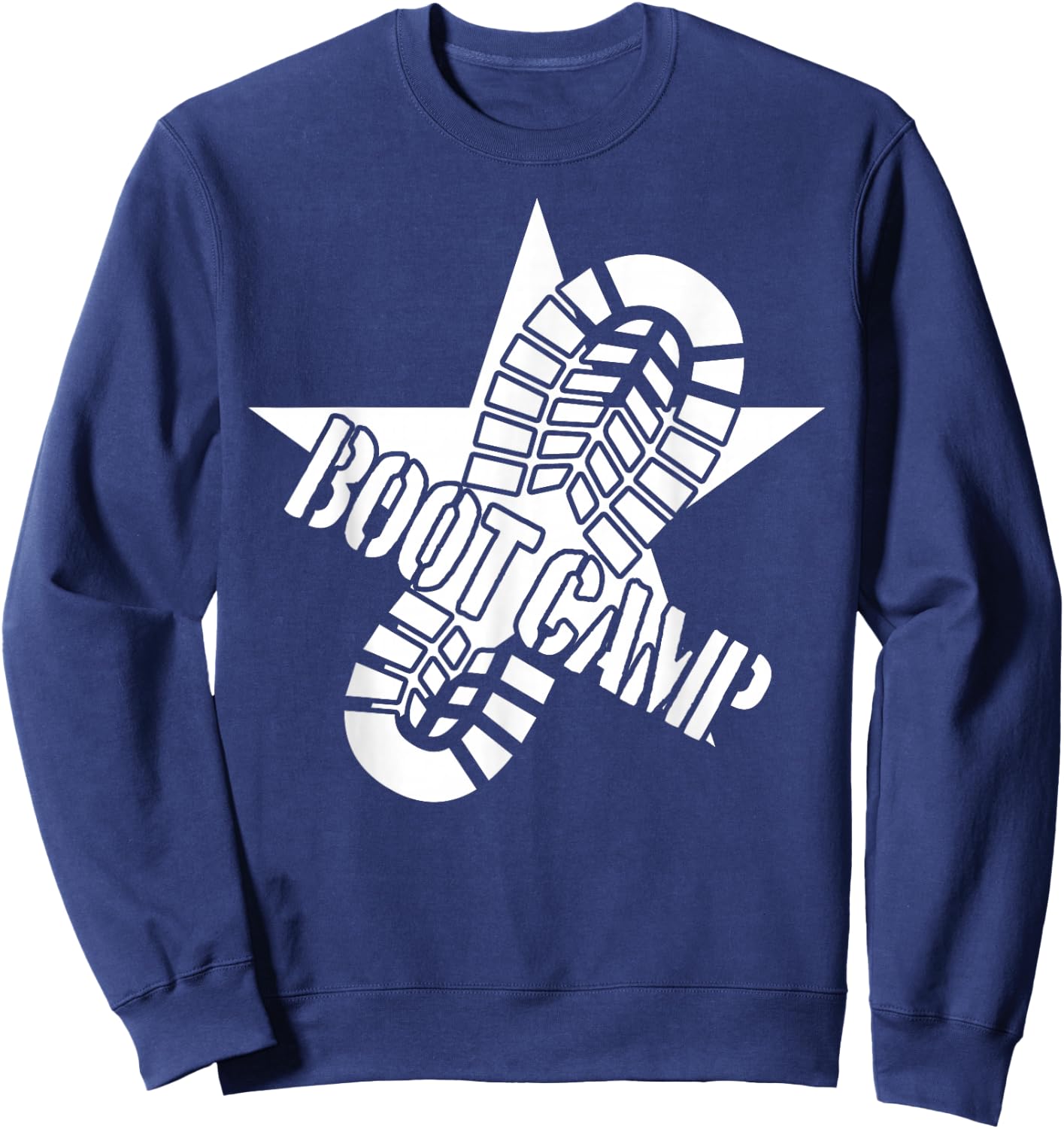 Fun Bootcamp Basic Military Training Boot Print Sweatshirt - Sweatshirt | Navy