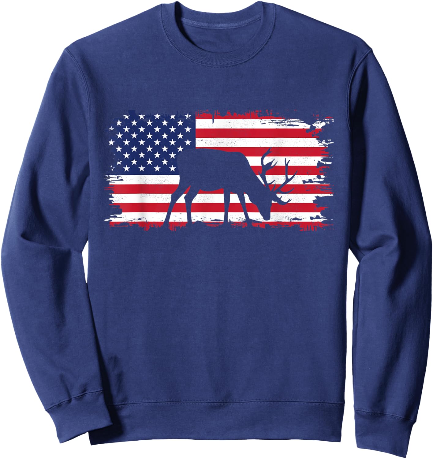 American Flag Outdoor Clothing - Antlers Deer Sweatshirt - Sweatshirt | Navy